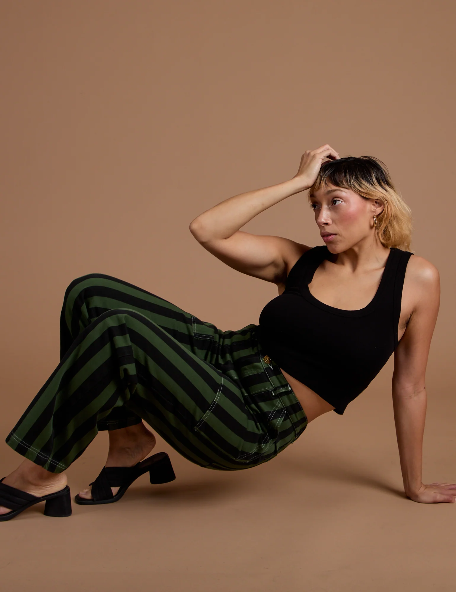 Black Stripe Work Pants - Evergreen - Image 10