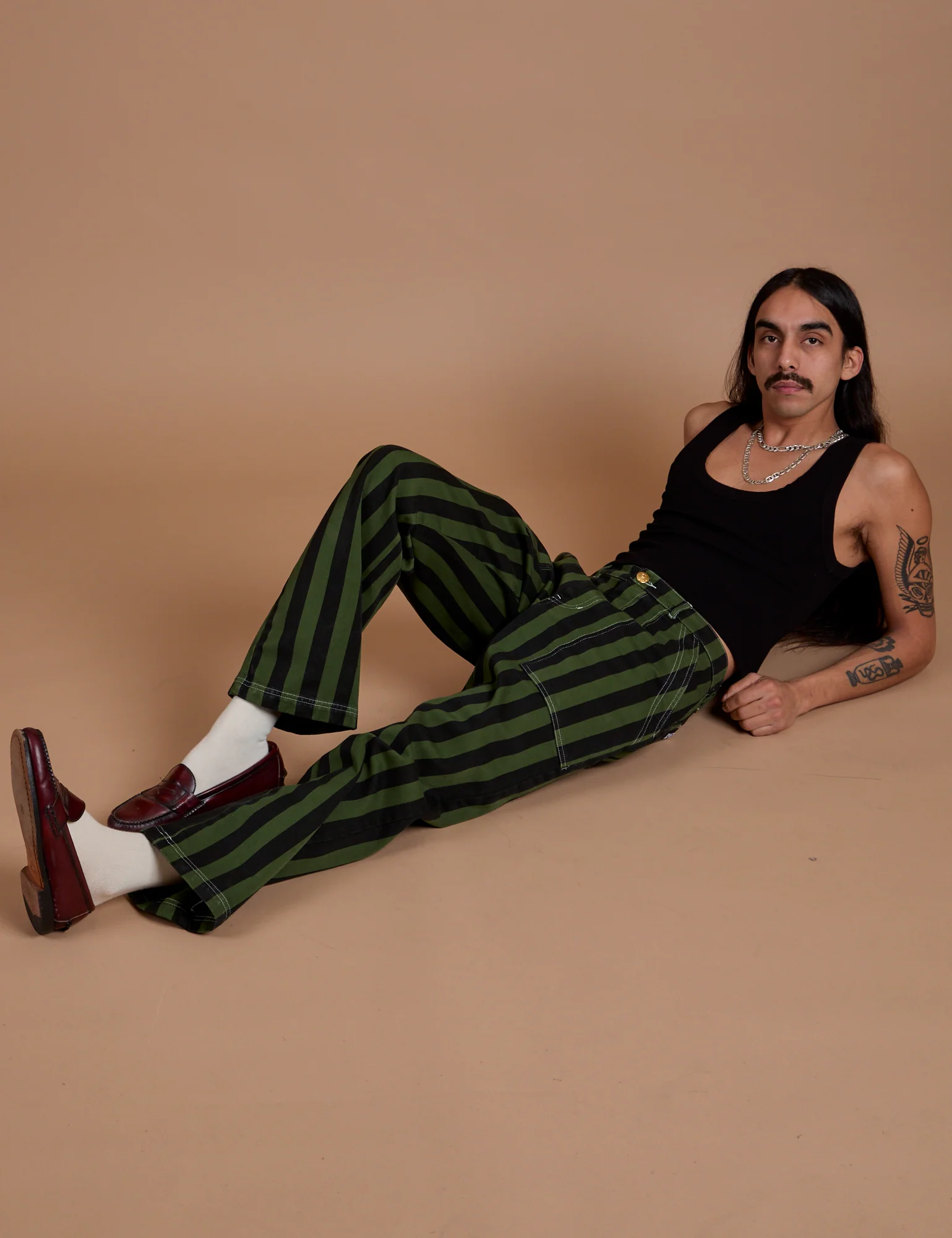 Black Stripe Work Pants - Evergreen - Image 16