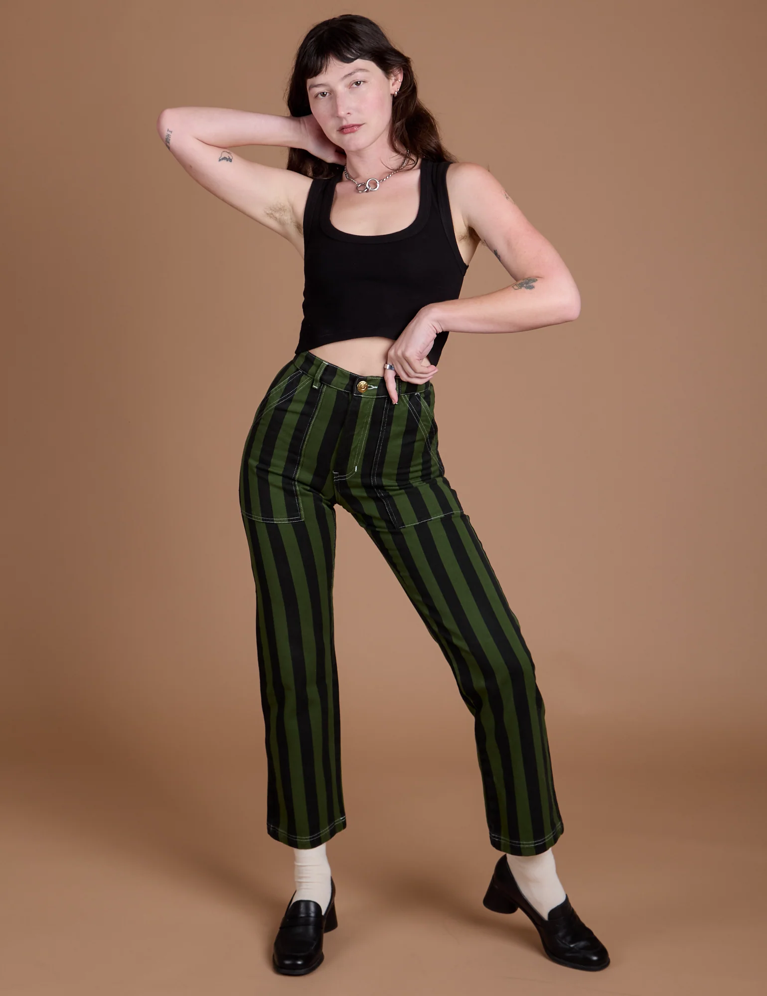 Black Stripe Work Pants - Evergreen - Image 17