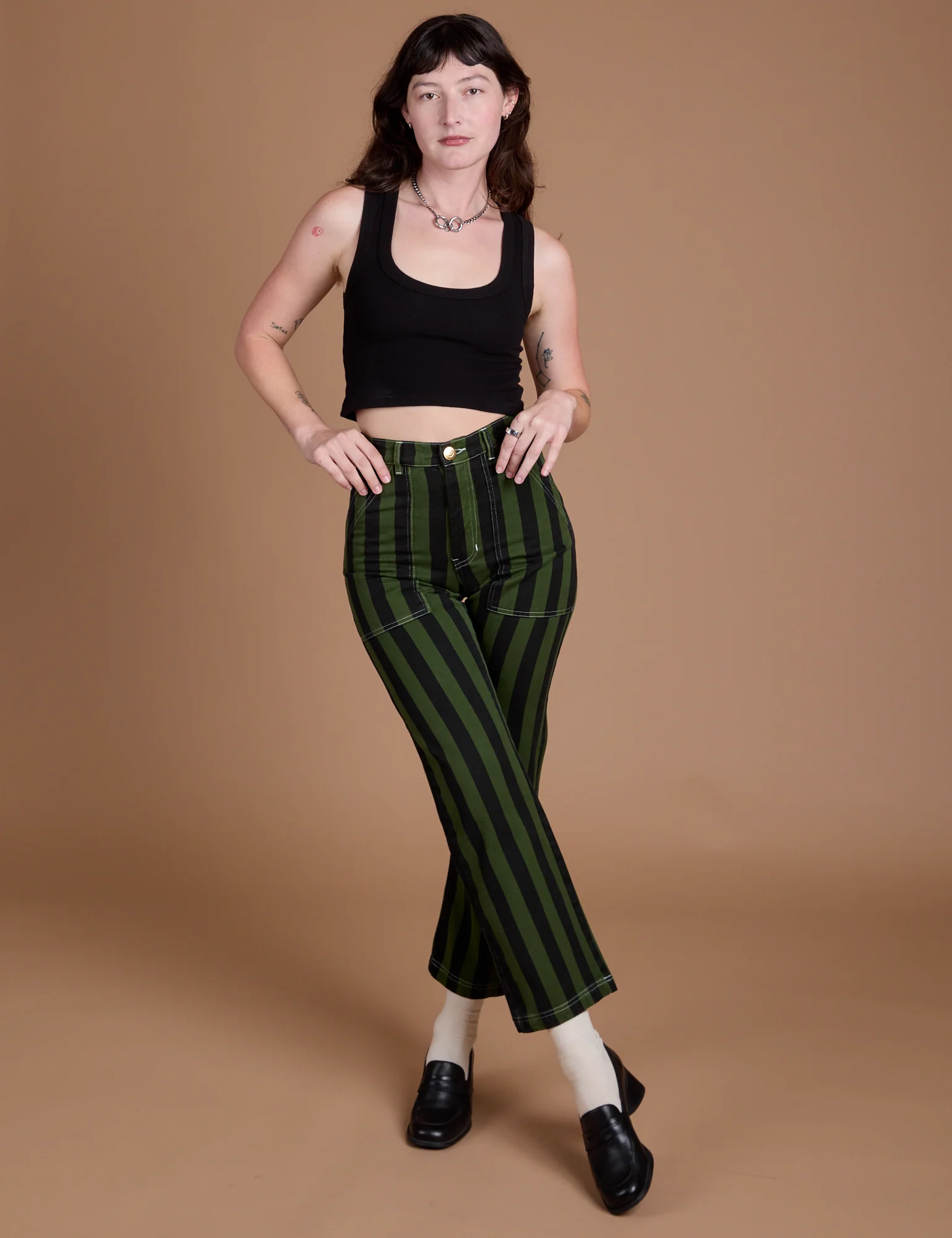 Black Stripe Work Pants - Evergreen - Image 19