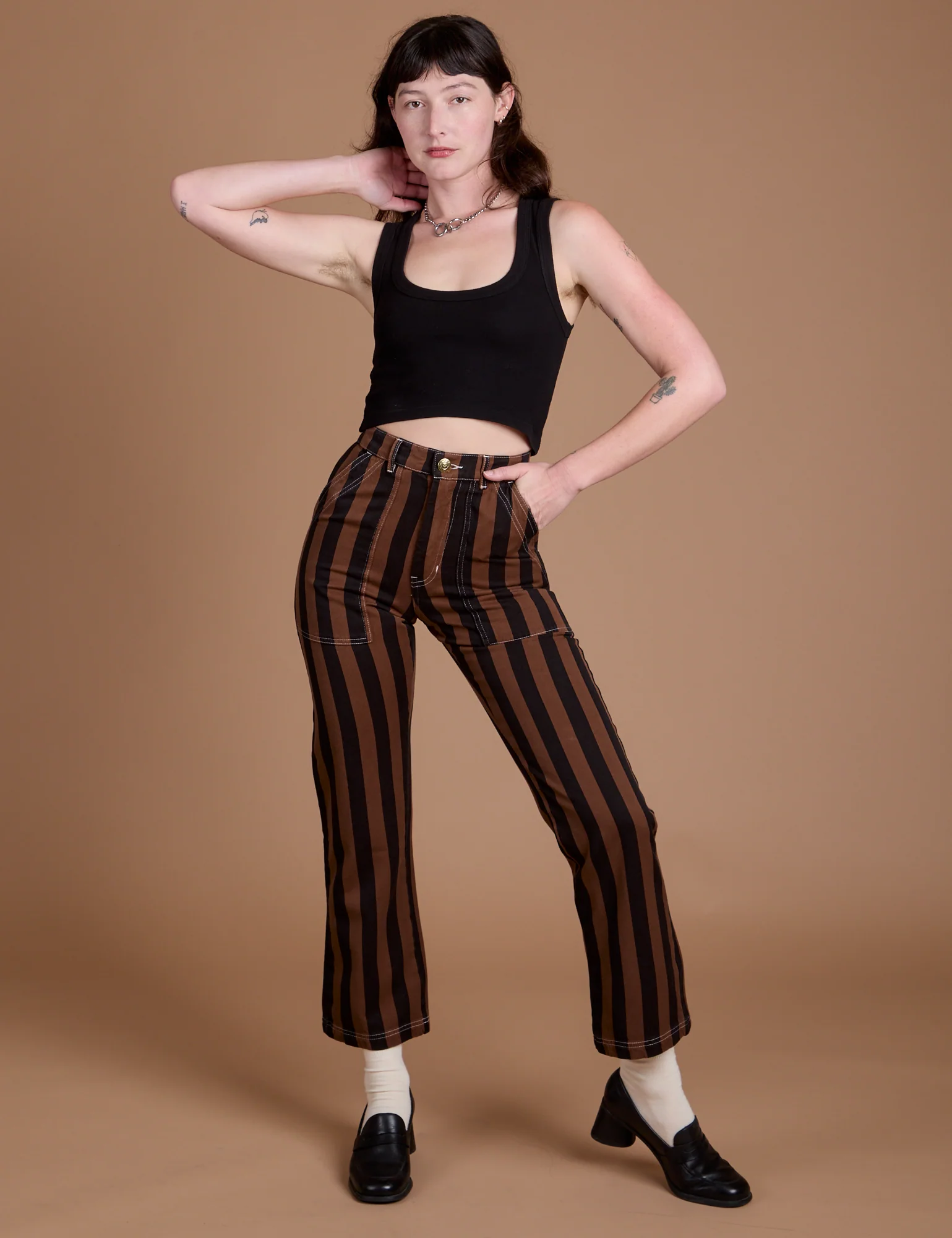 Black Stripe Work Pants - Fudgesicle Brown - Image 15