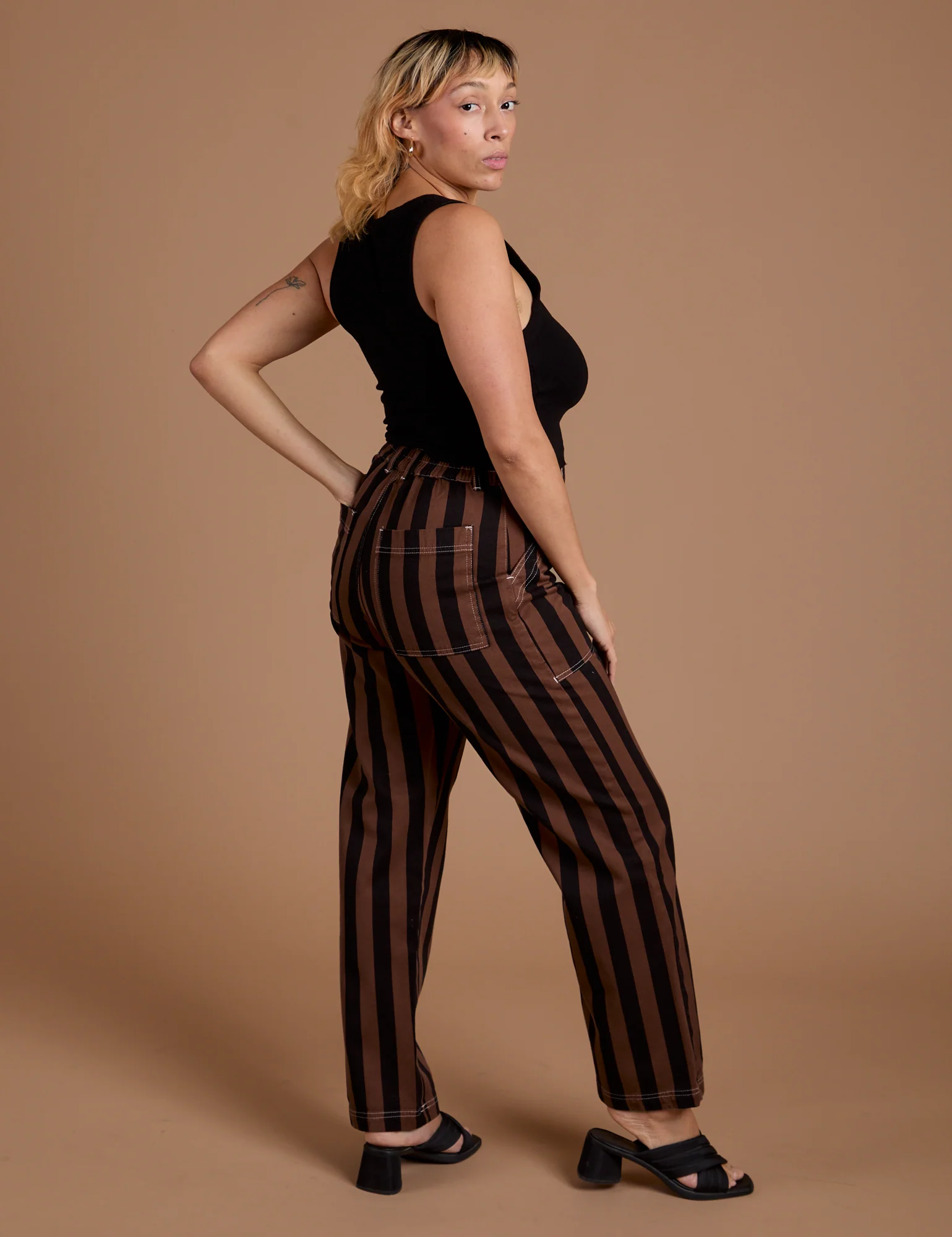 Black Stripe Work Pants - Fudgesicle Brown - Image 7