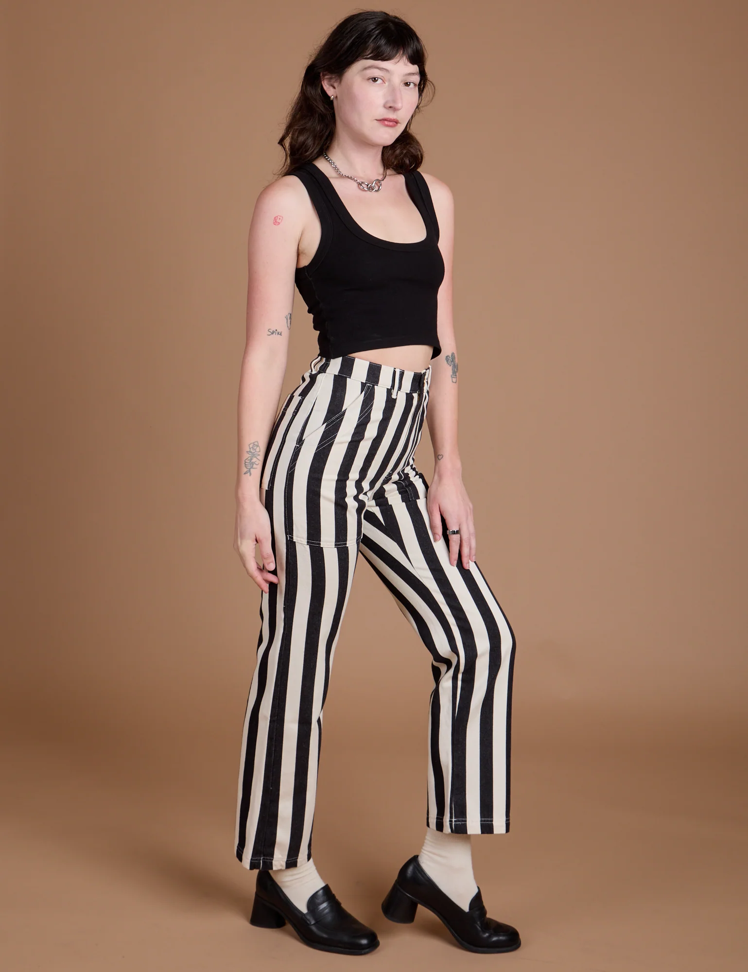 Black Stripe Work Pants - White - Image 5