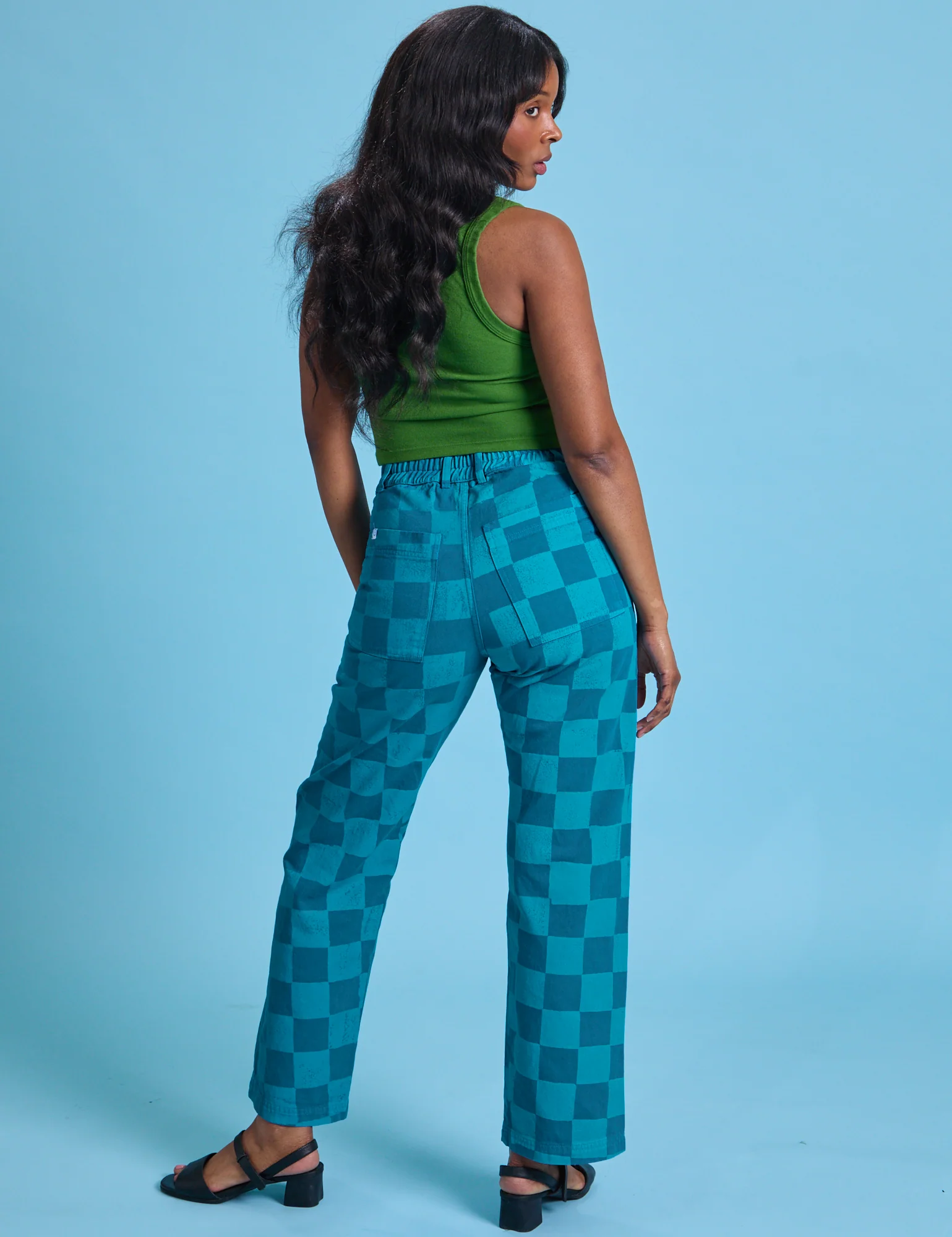 Checkerboard Work Pants - Blues *FINAL SALE* - Image 5