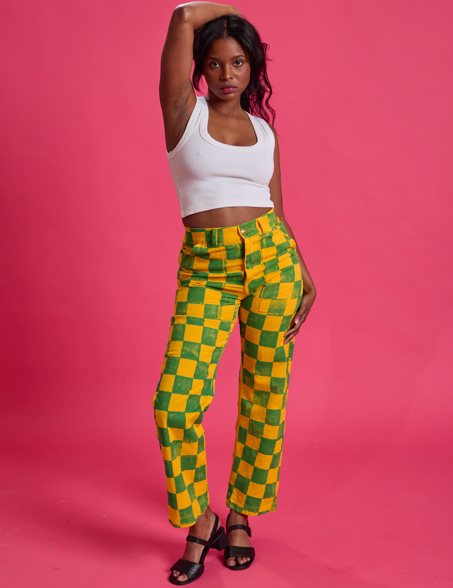 Checkerboard Work Pants - Green/Yellow *FINAL SALE* - Image 9