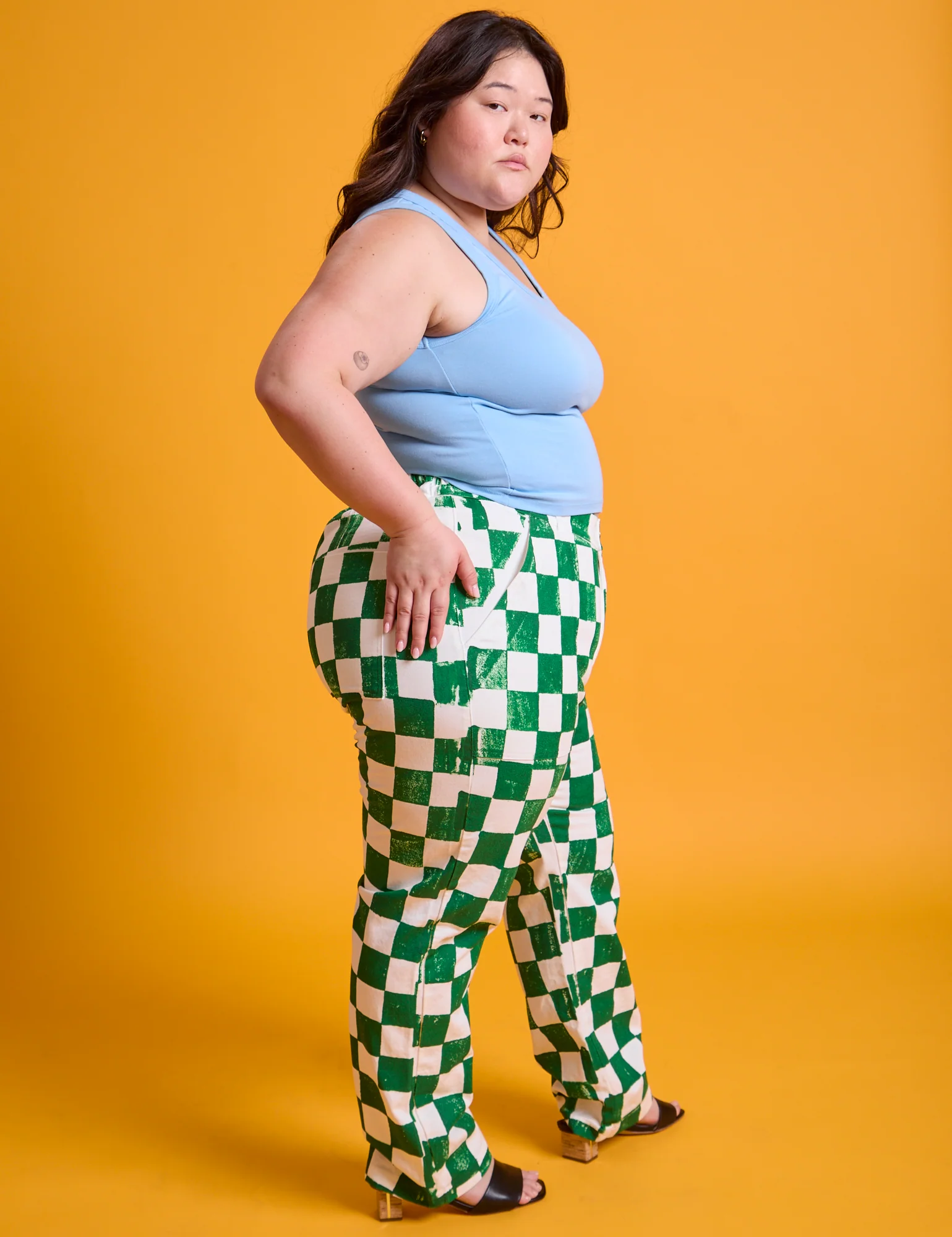 Checkerboard Work Pants - White/Green *FINAL SALE* - Image 8