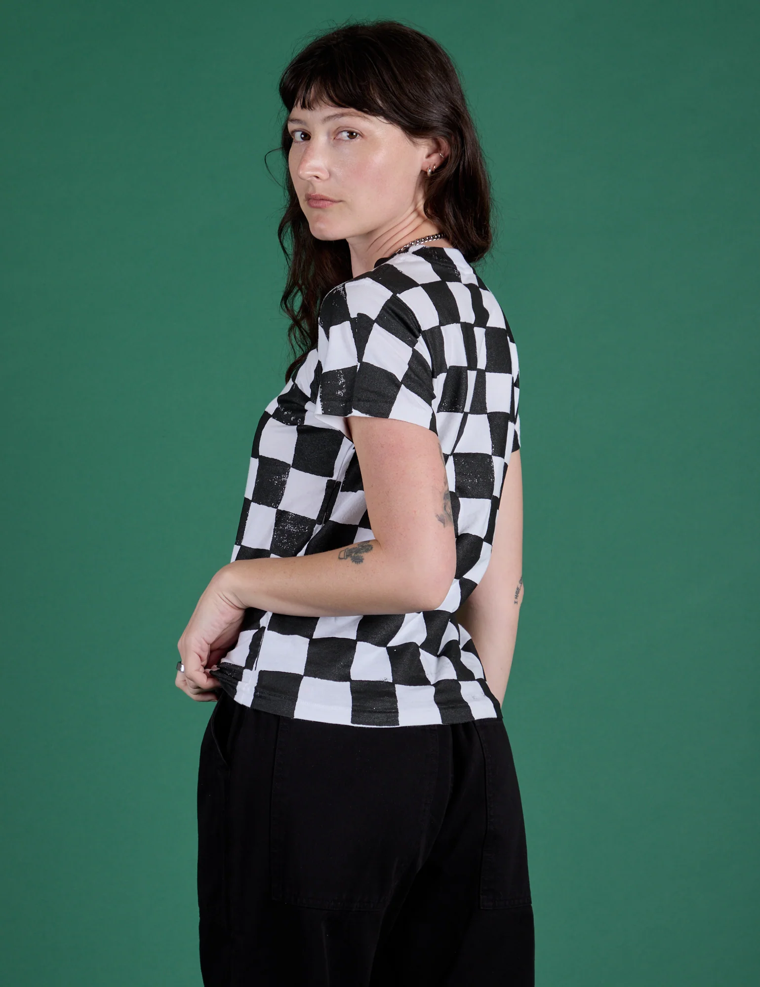 Checker Organic Tee - Black - Image 8