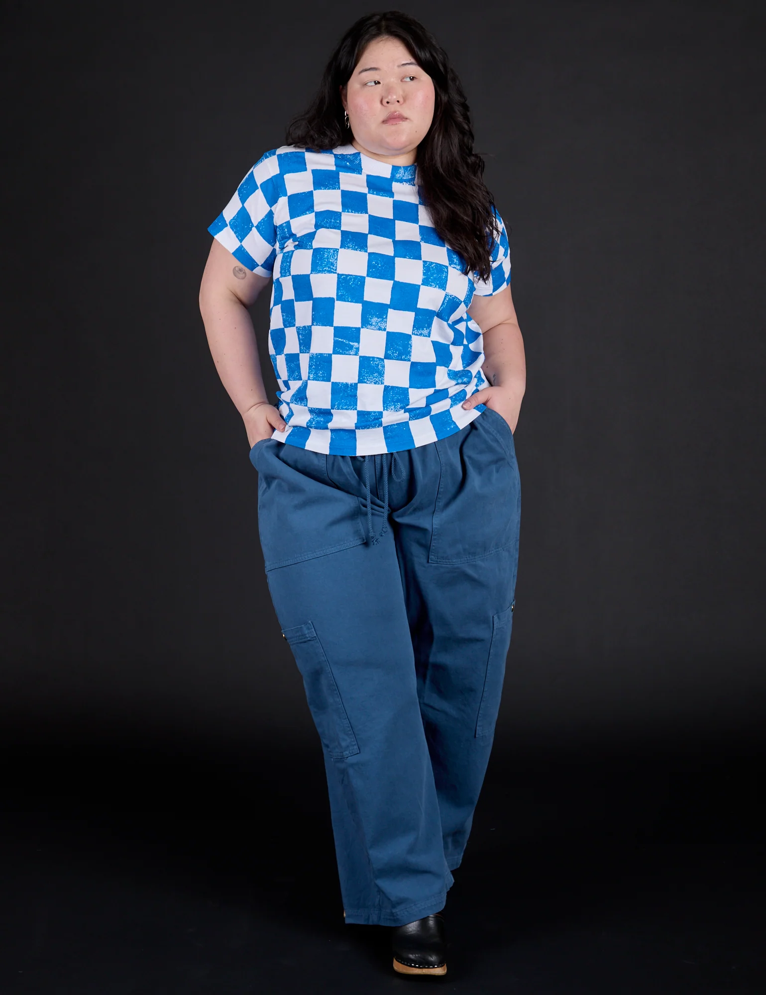 Checker Organic Tee - Blue - Image 12