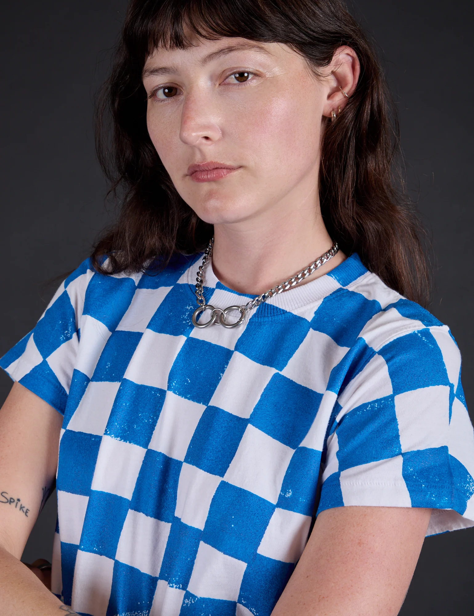 Checker Organic Tee - Blue - Image 3