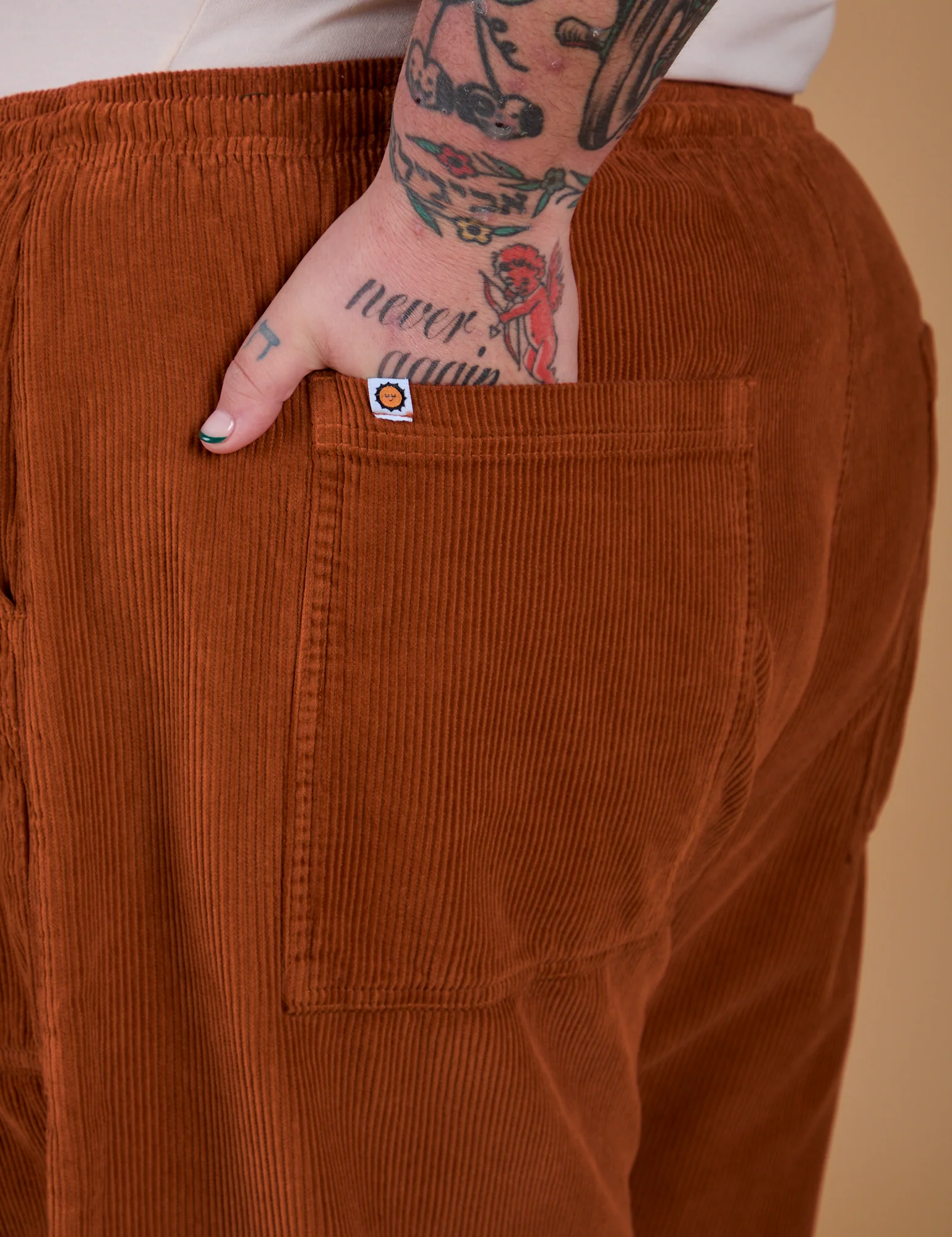Corduroy Drop Pocket Cargo Pants - Burnt Terracotta - Image 16