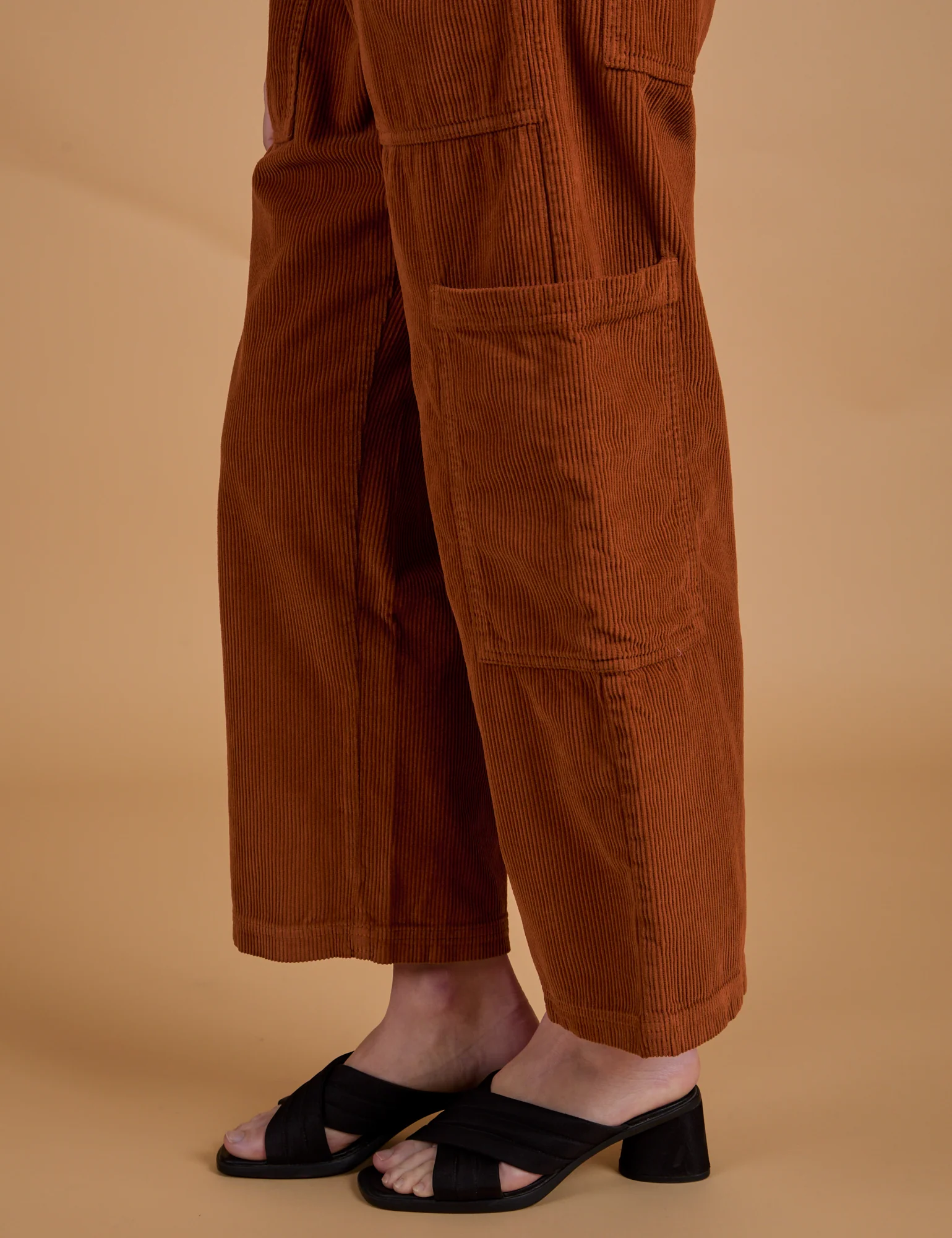 Corduroy Drop Pocket Cargo Pants - Burnt Terracotta - Image 7