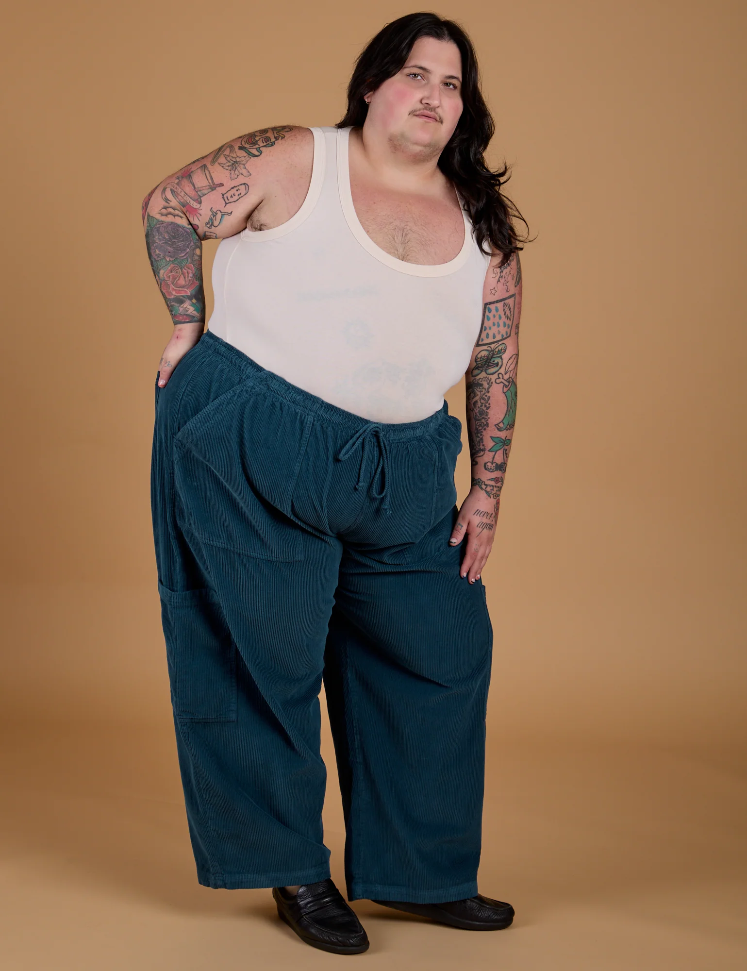 Corduroy Drop Pocket Cargo Pants - Lagoon - Image 7