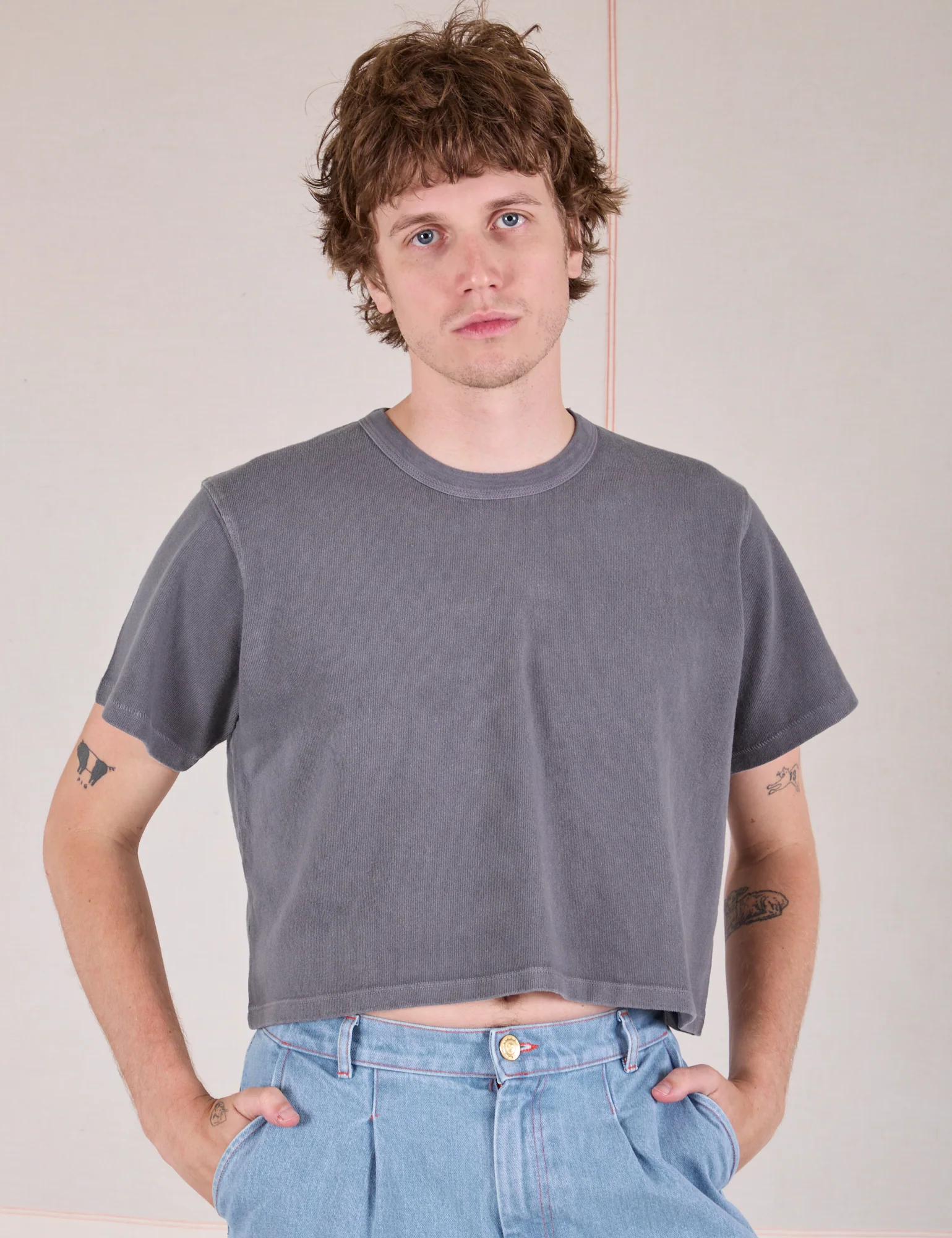 Cropped Burly Tee - Washed Grey - Image 14