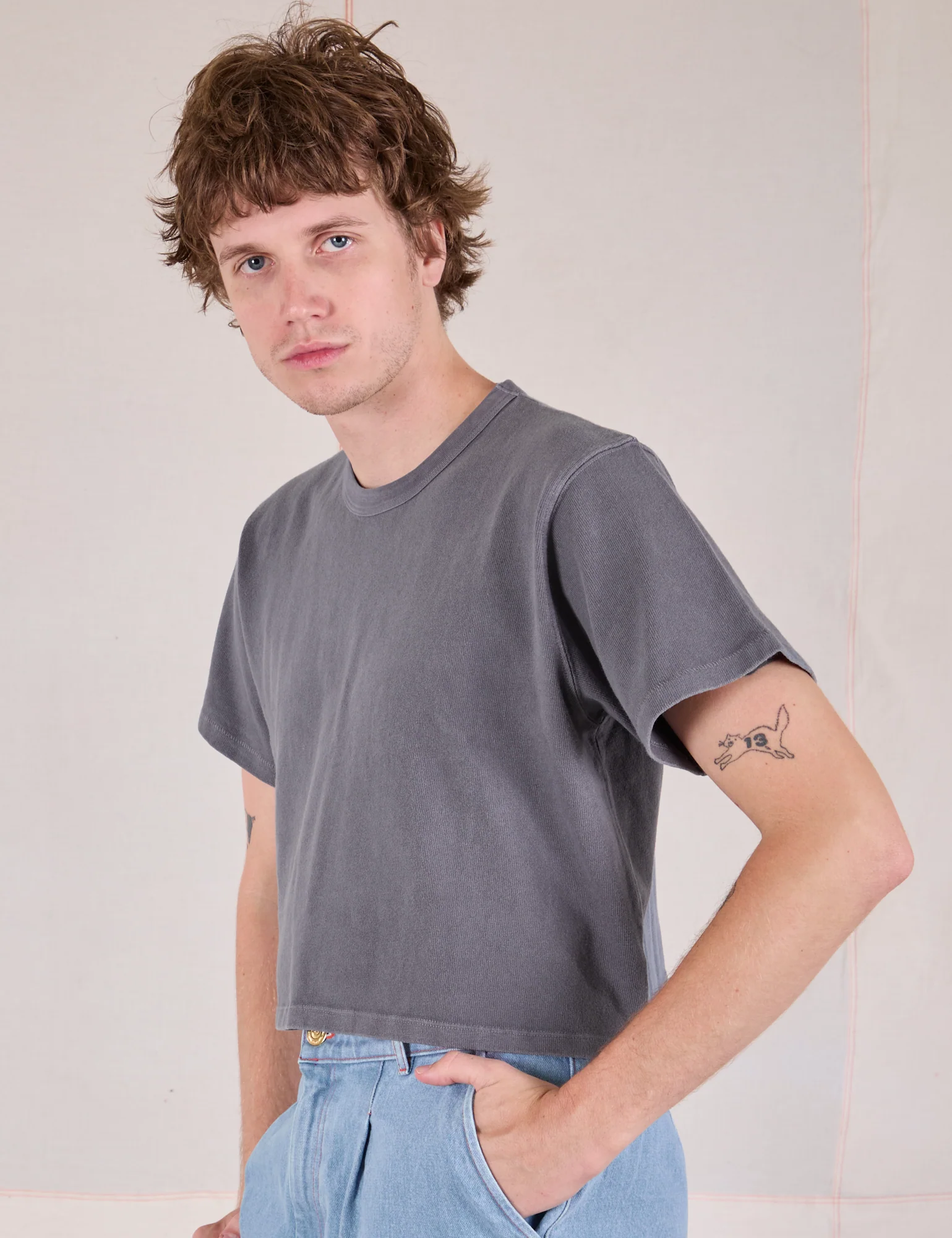 Cropped Burly Tee - Washed Grey - Image 16