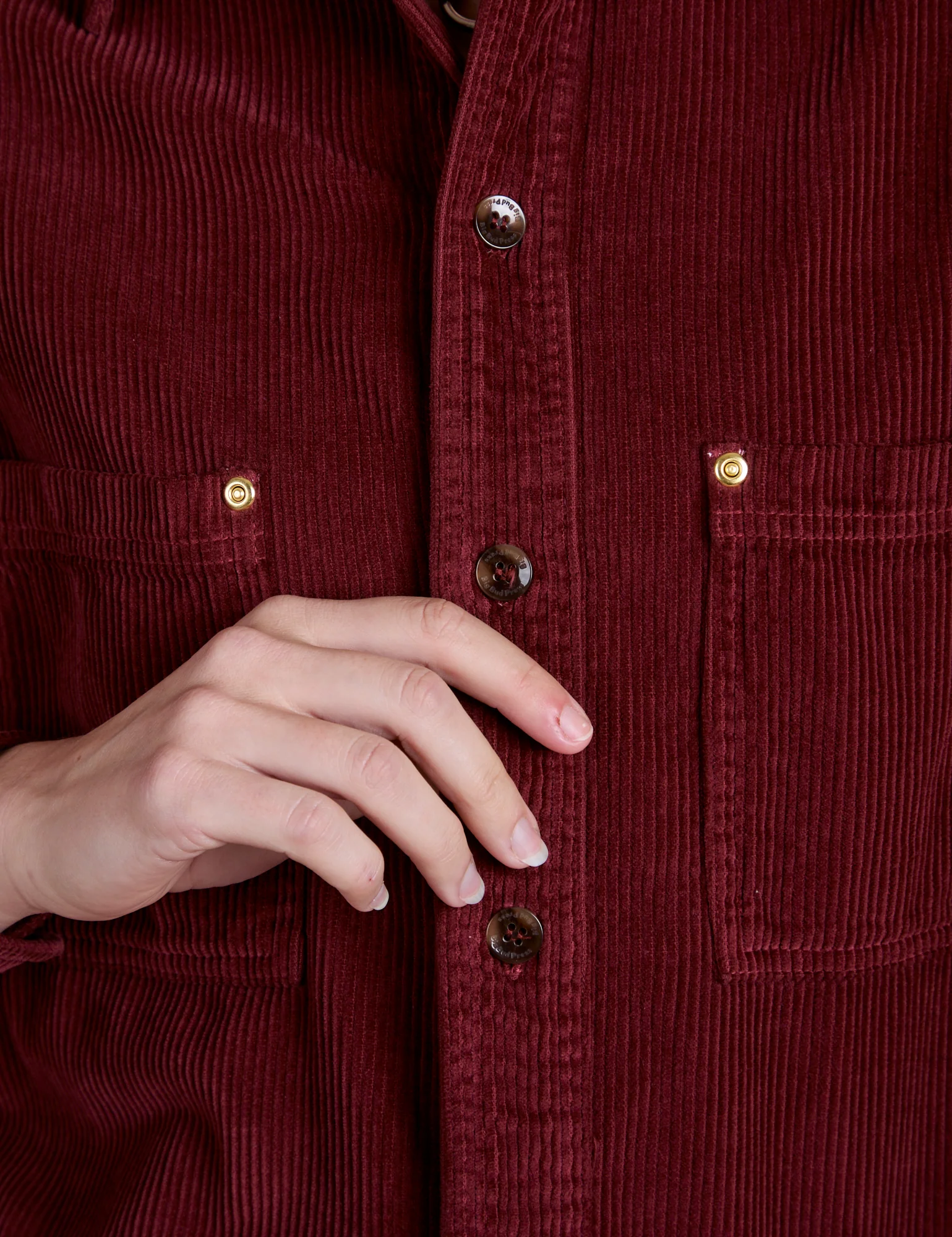 Cropped Corduroy Overshirt - Red Wine - Image 4