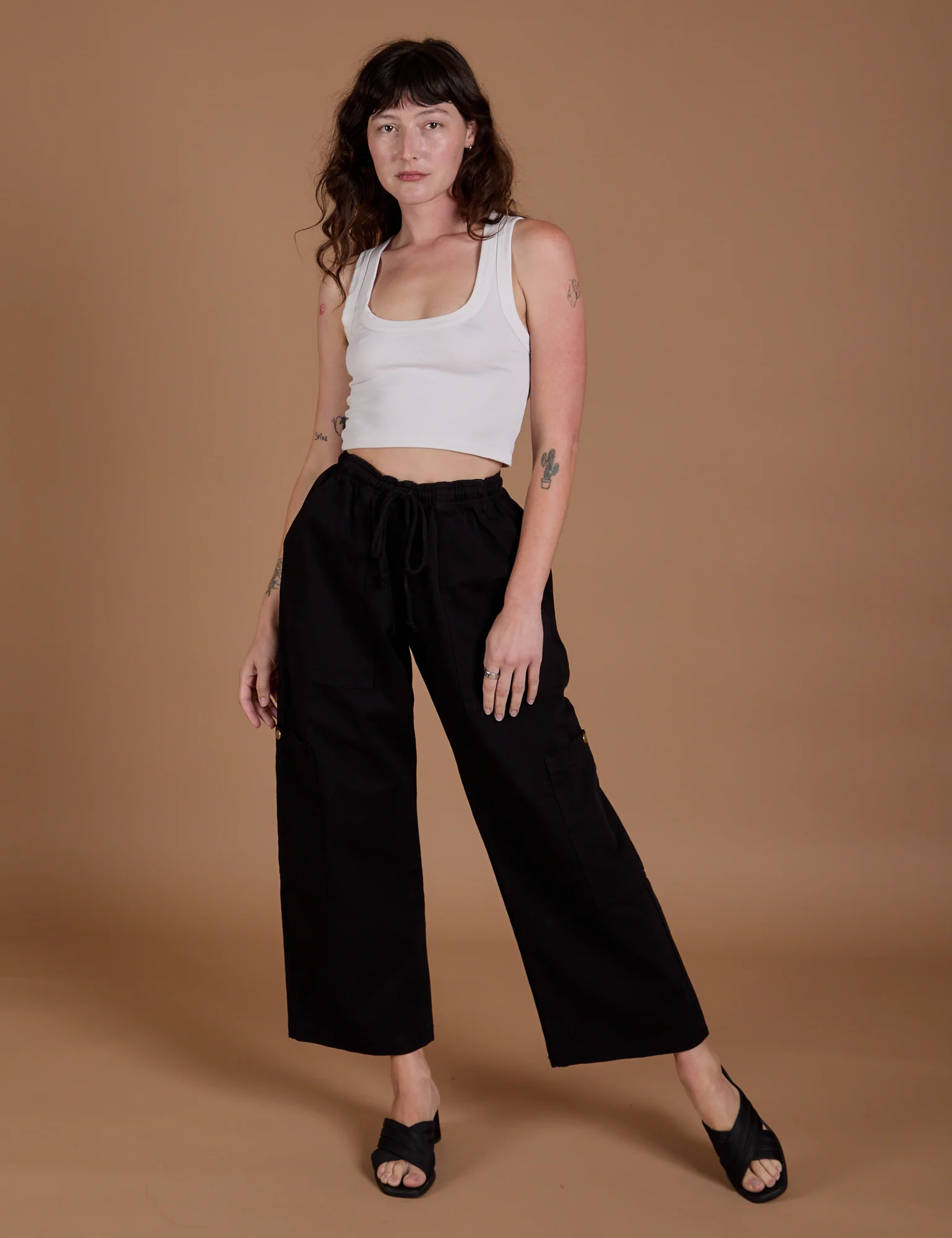 Drop Pocket Cargo Pants - Basic Black - Image 3