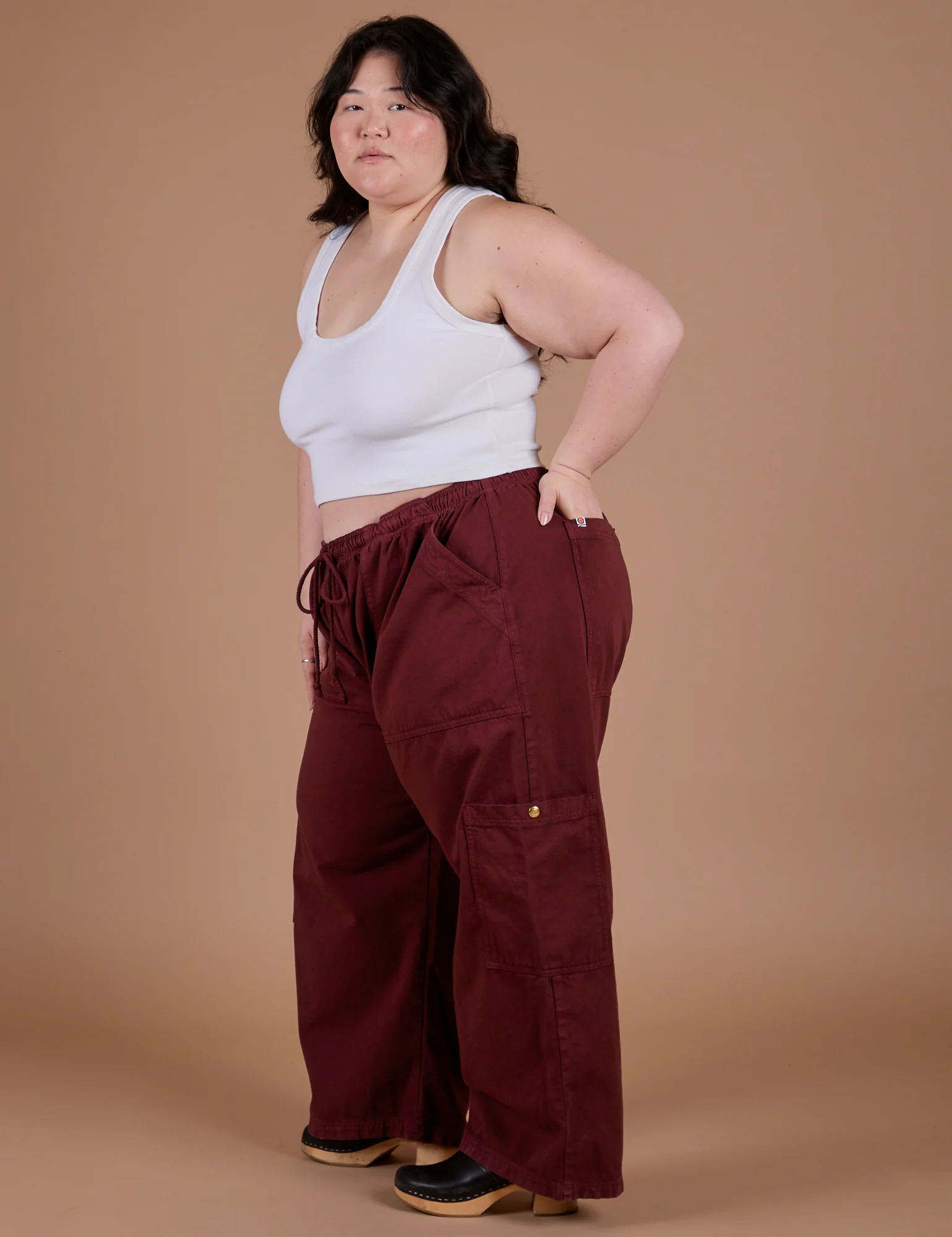 Drop Pocket Cargo Pants - Red Wine - Image 13