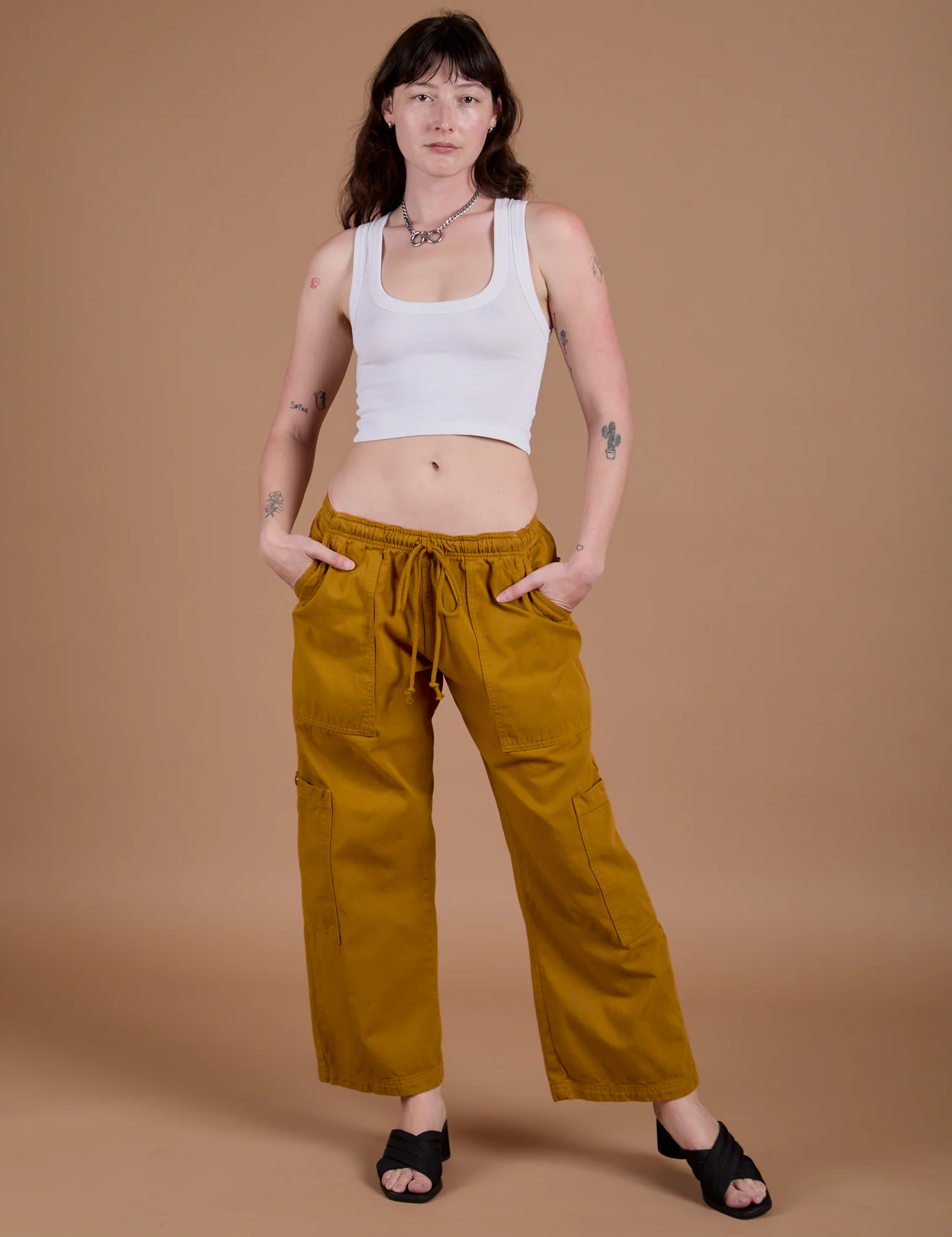 Drop Pocket Cargo Pants - Spicy Mustard - Image 3