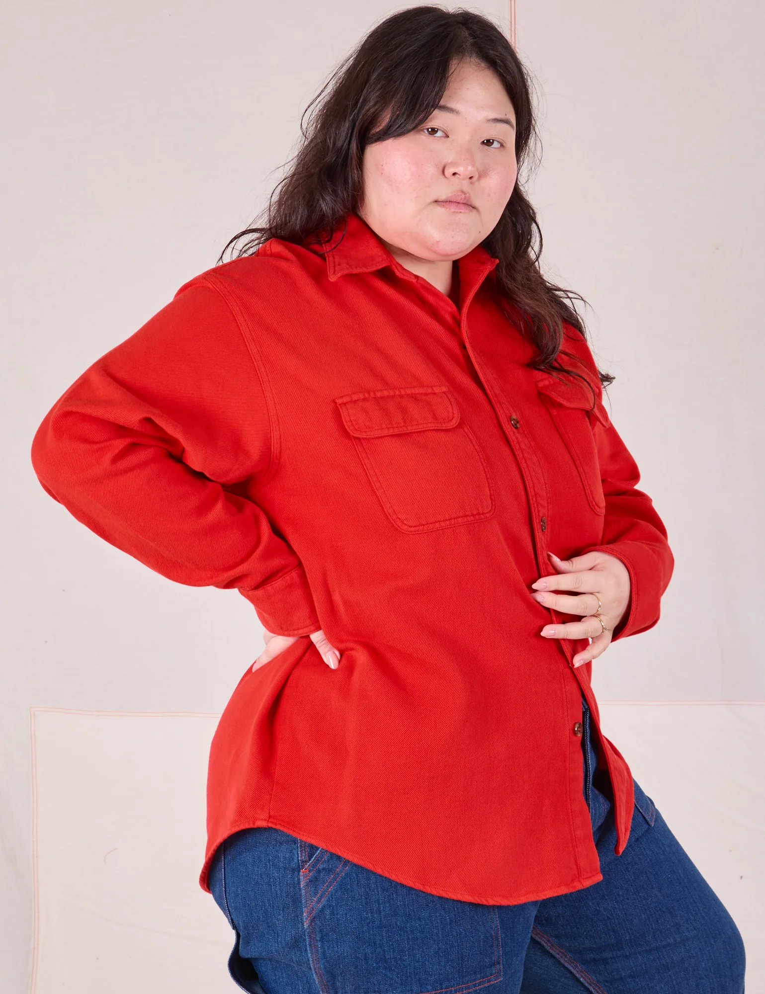 Flannel Overshirt - Mustang Red *FINAL SALE* - Image 23