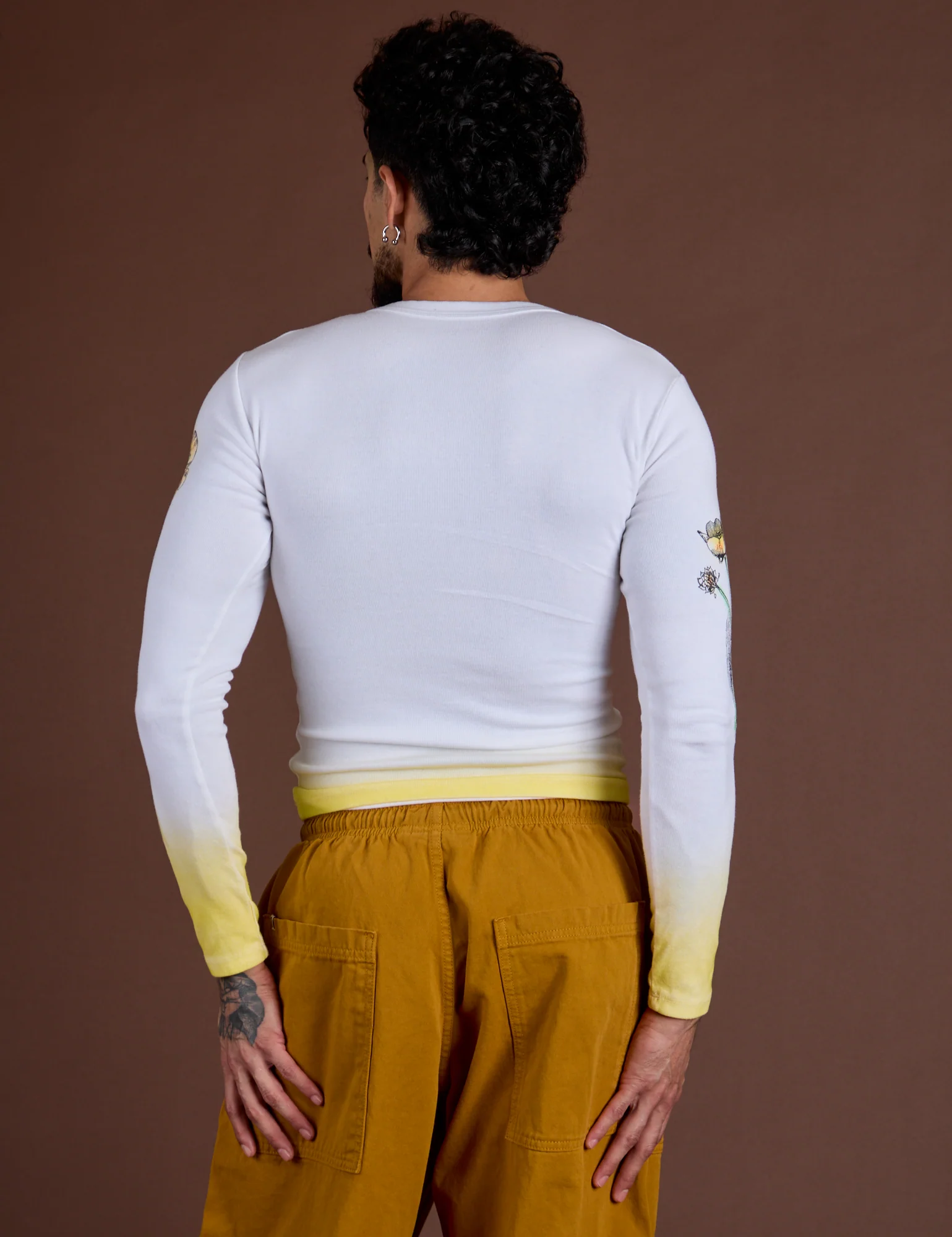 Floral Long Sleeve Baby Tee - Yellow - Image 14