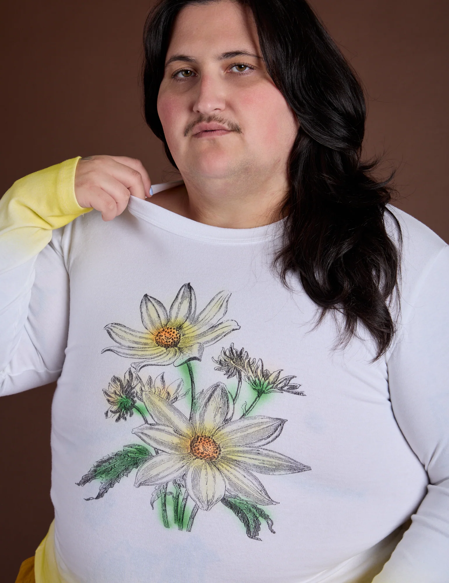 Floral Long Sleeve Baby Tee - Yellow - Image 18