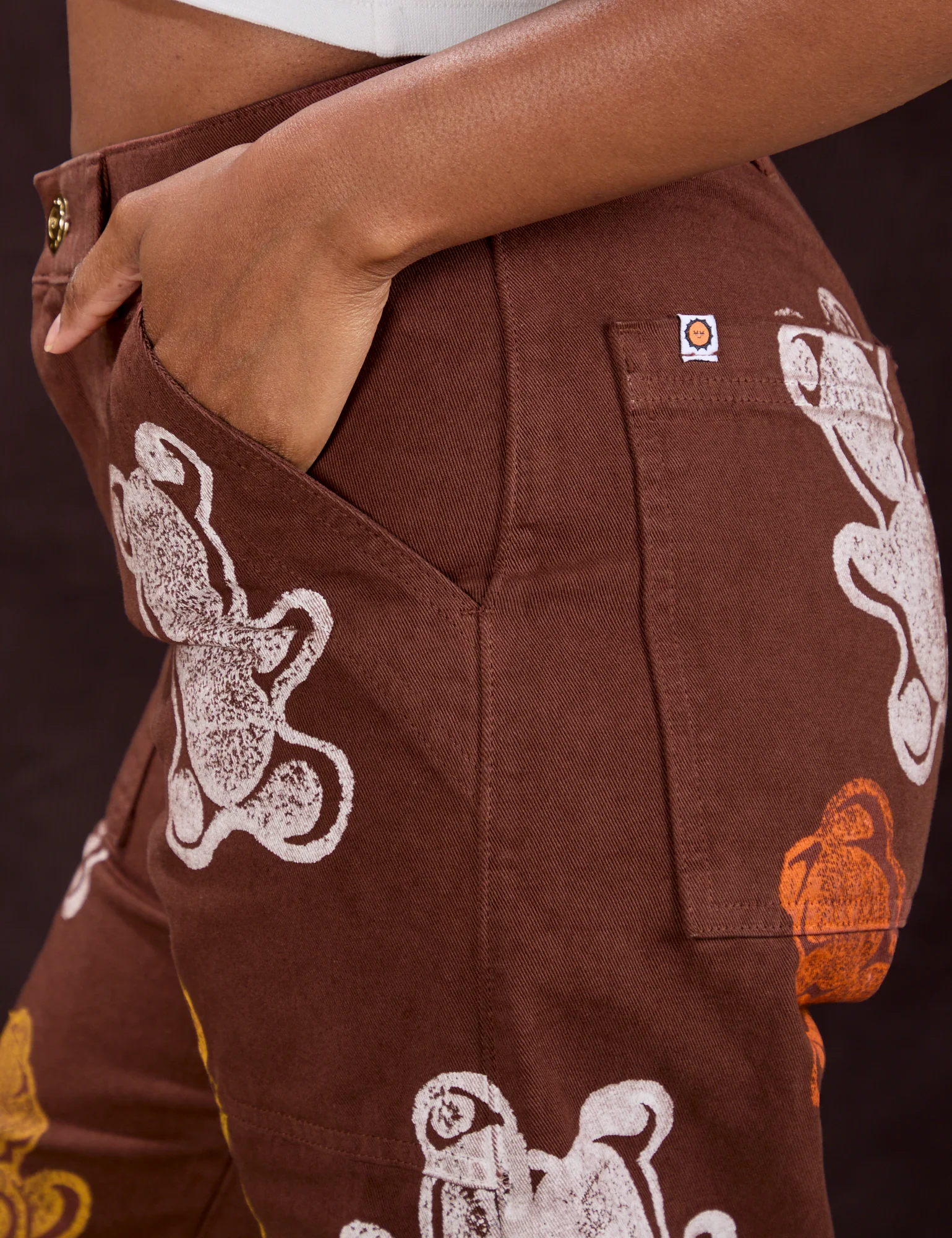 Gummy Bear Paintstamped Work Pants - Fudgesicle Brown *FINAL SALE* - Image 4