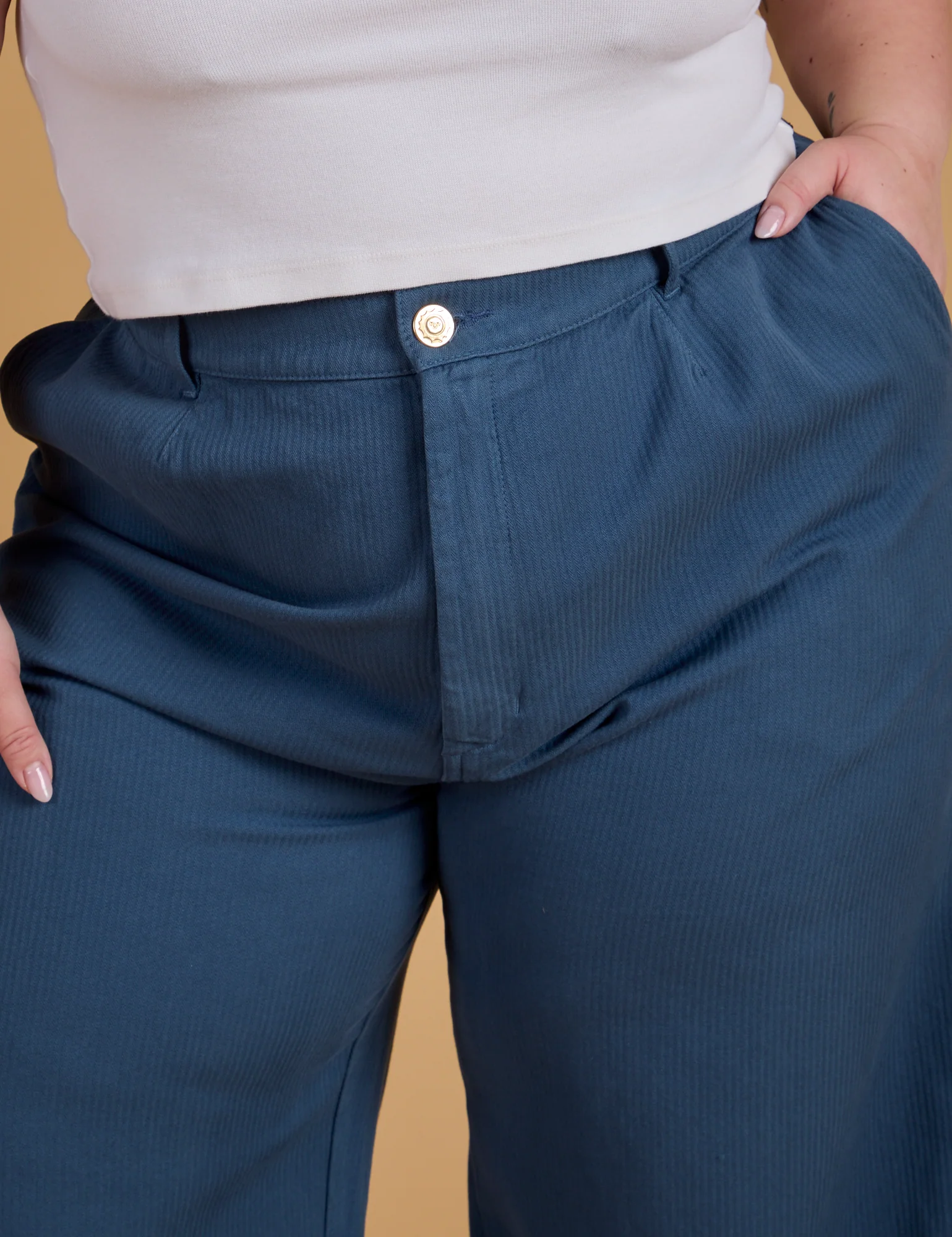 Heritage Wide Leg Trousers - French Blue - Image 11