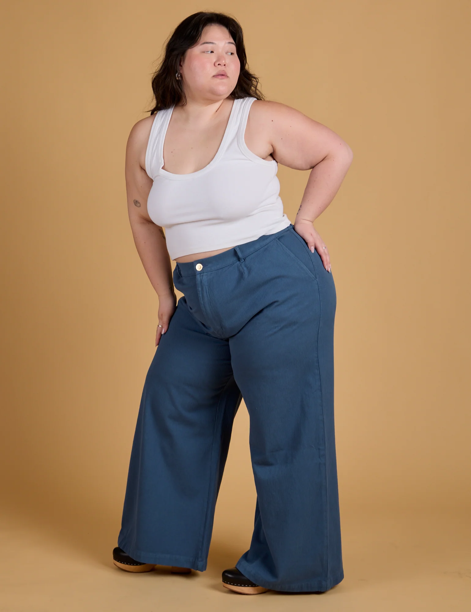 Heritage Wide Leg Trousers - French Blue - Image 12