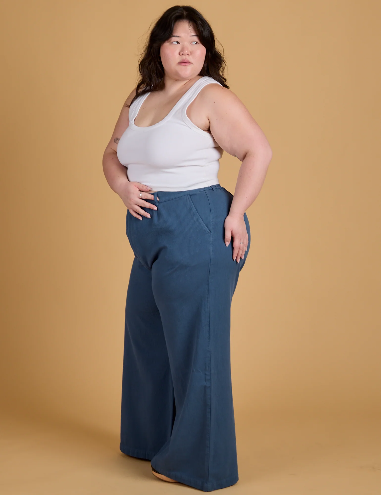 Heritage Wide Leg Trousers - French Blue - Image 13