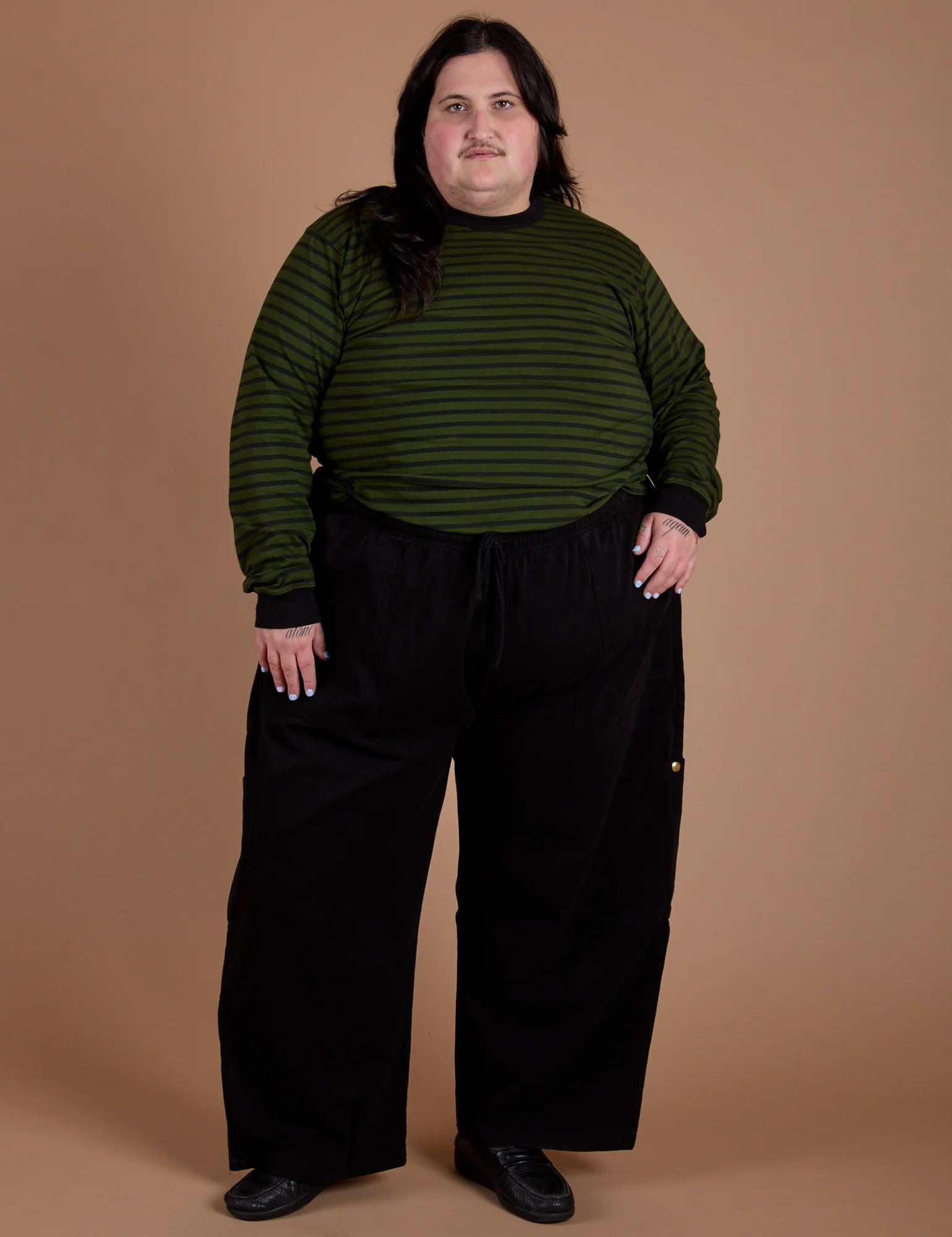 Long Sleeve Burly Tee - Evergreen/Black Stripe - Image 17