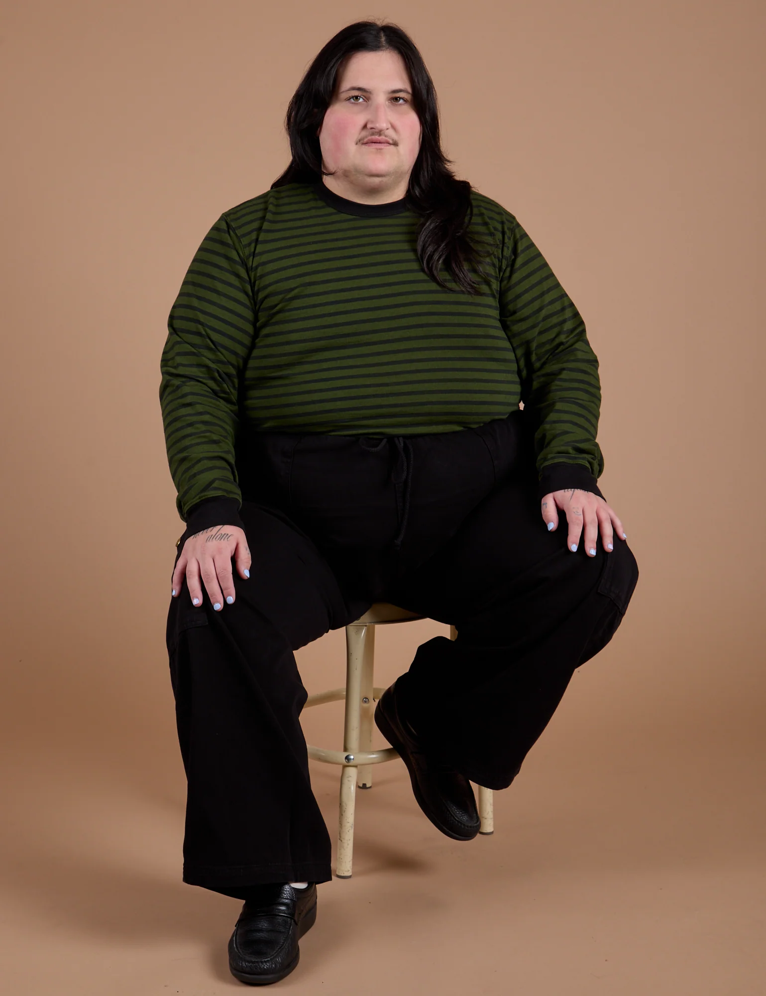 Long Sleeve Burly Tee - Evergreen/Black Stripe - Image 23
