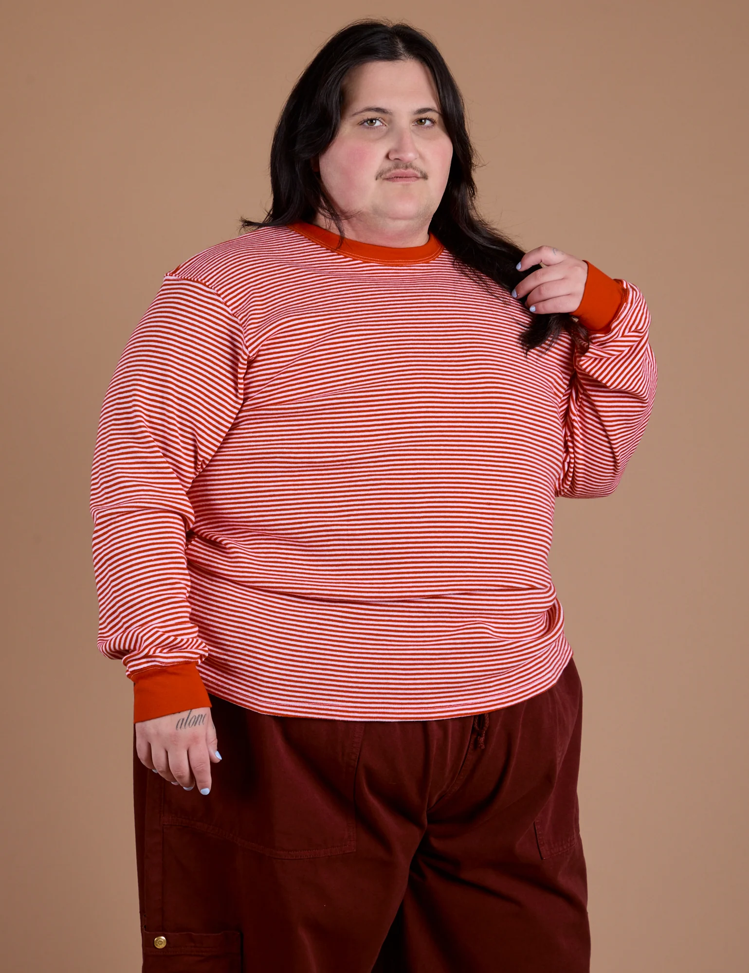 Long Sleeve Burly Tee - Red/White Stripe - Image 19