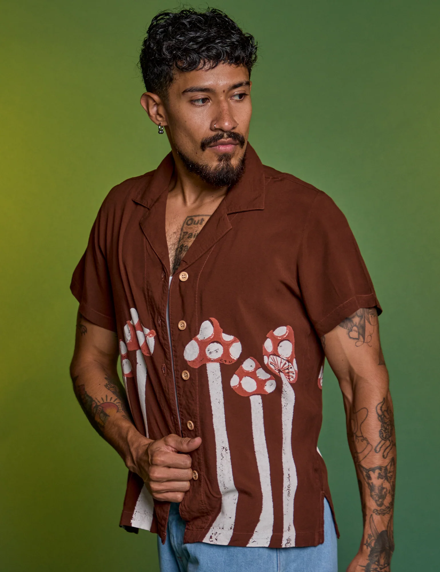 Paintstamped Pantry Button-Up - Mushroom *FINAL SALE* - Image 17