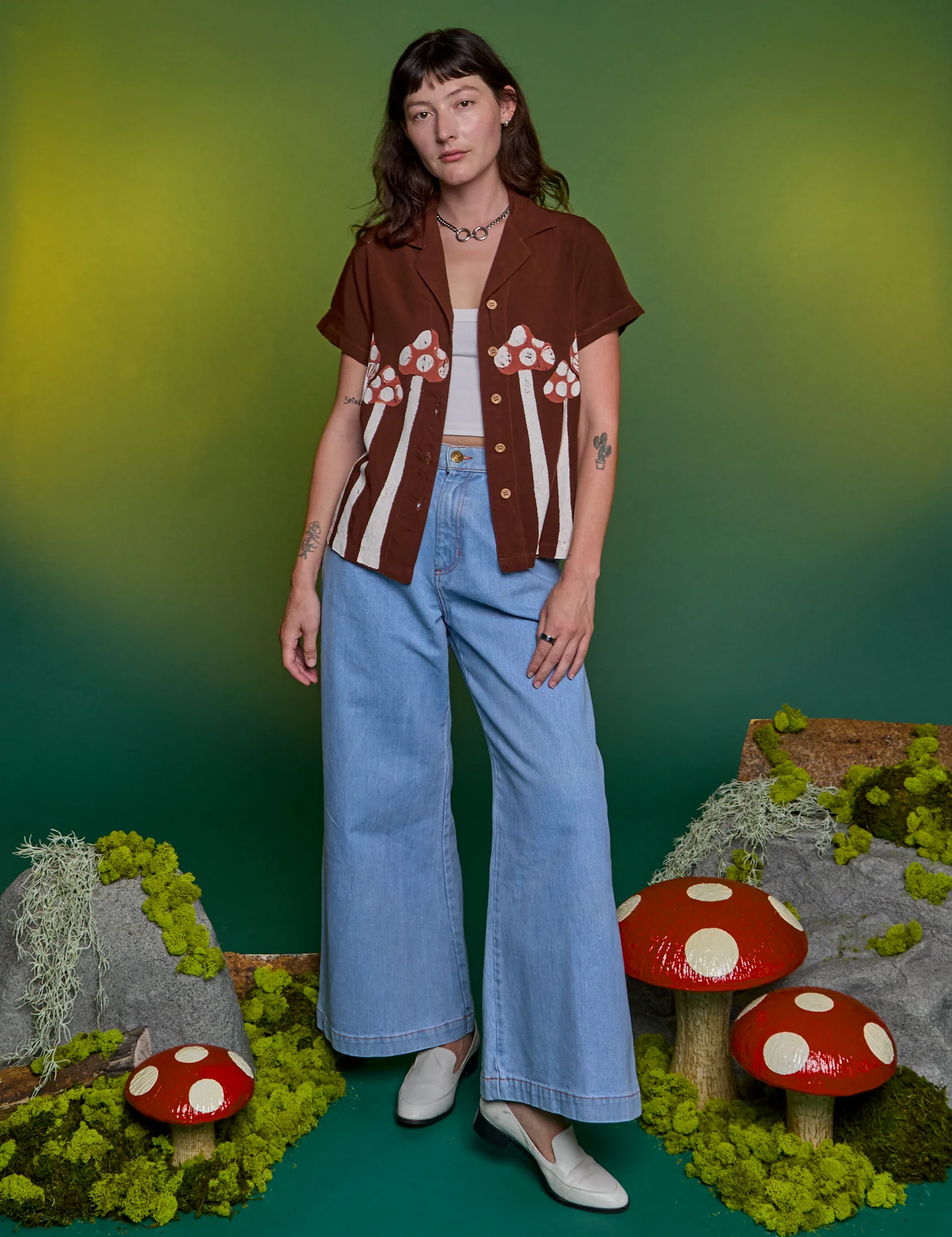 Paintstamped Pantry Button-Up - Mushroom *FINAL SALE* - Image 4