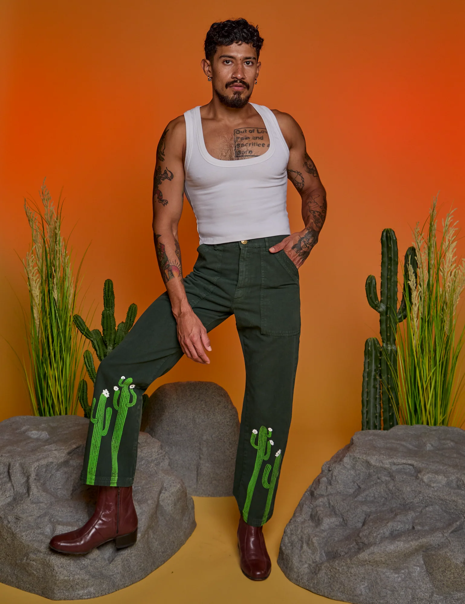 Paintstamped Work Pants - Cactus *FINAL SALE* - Image 3