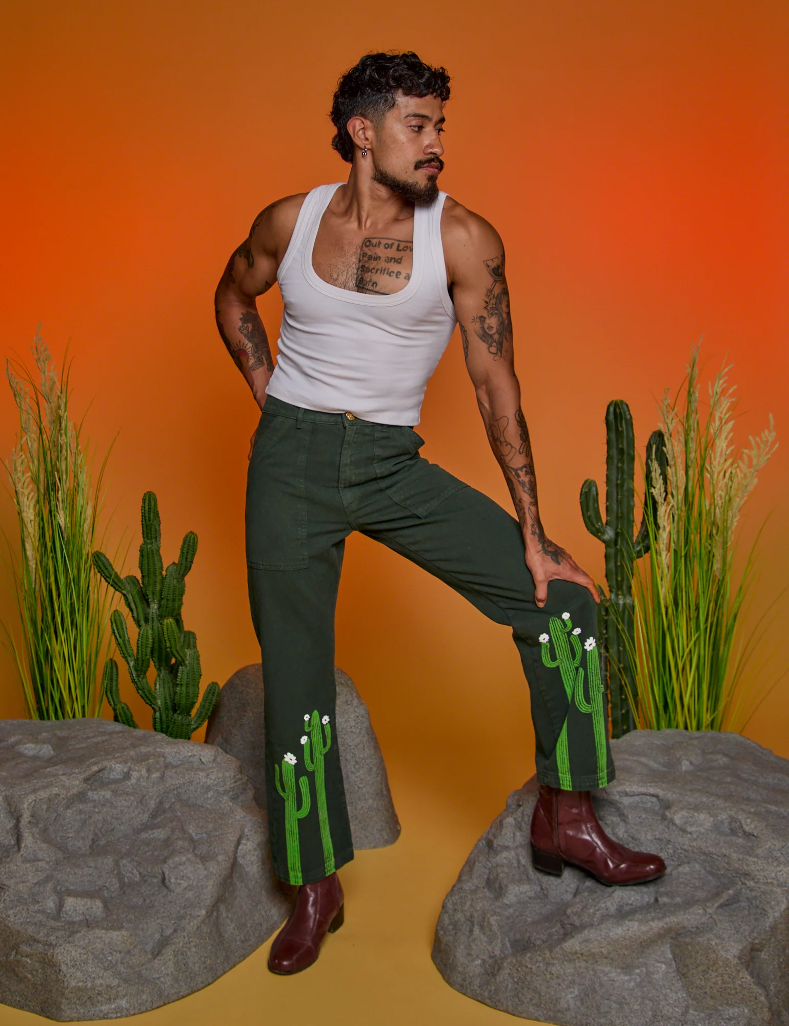 Paintstamped Work Pants - Cactus *FINAL SALE* - Image 5