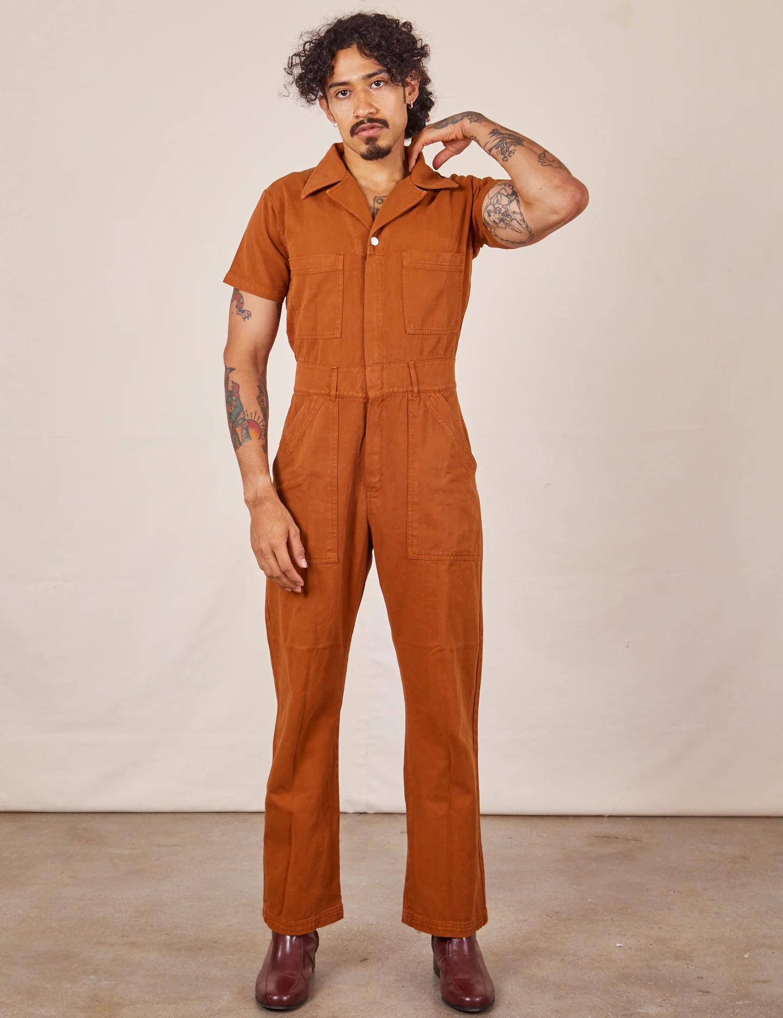 Short Sleeve Jumpsuit - Burnt Terracotta *FINAL SALE* - Image 18