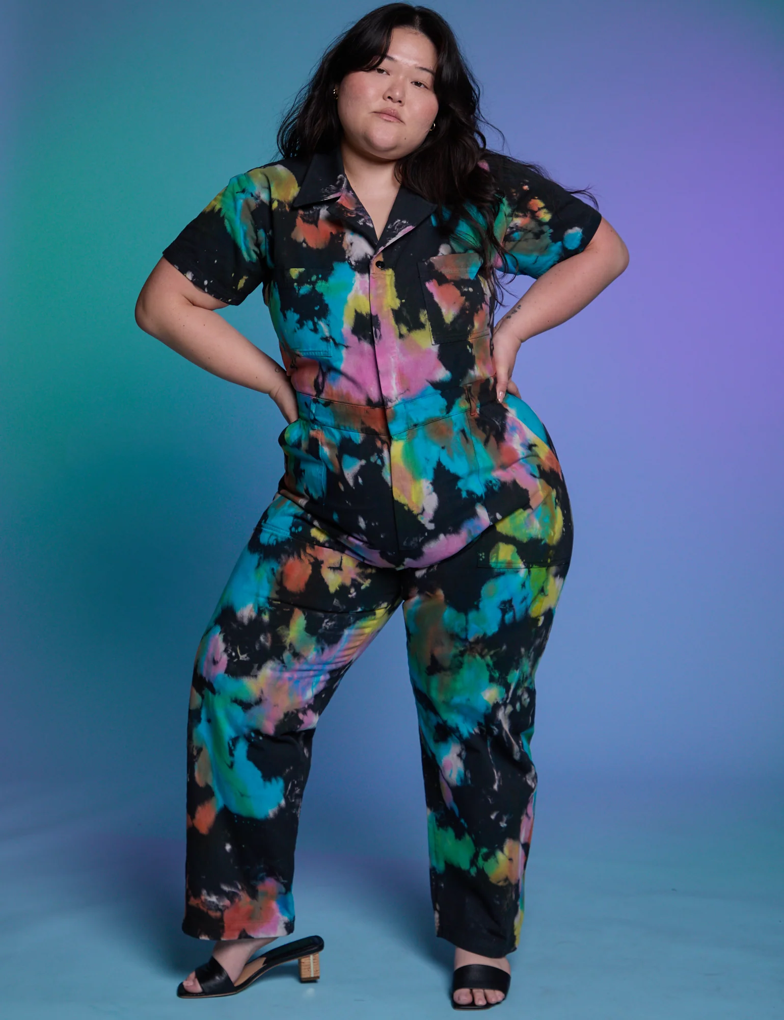 Short Sleeve Jumpsuit - Rainbow Magic Waters *FINAL SALE* - Image 3