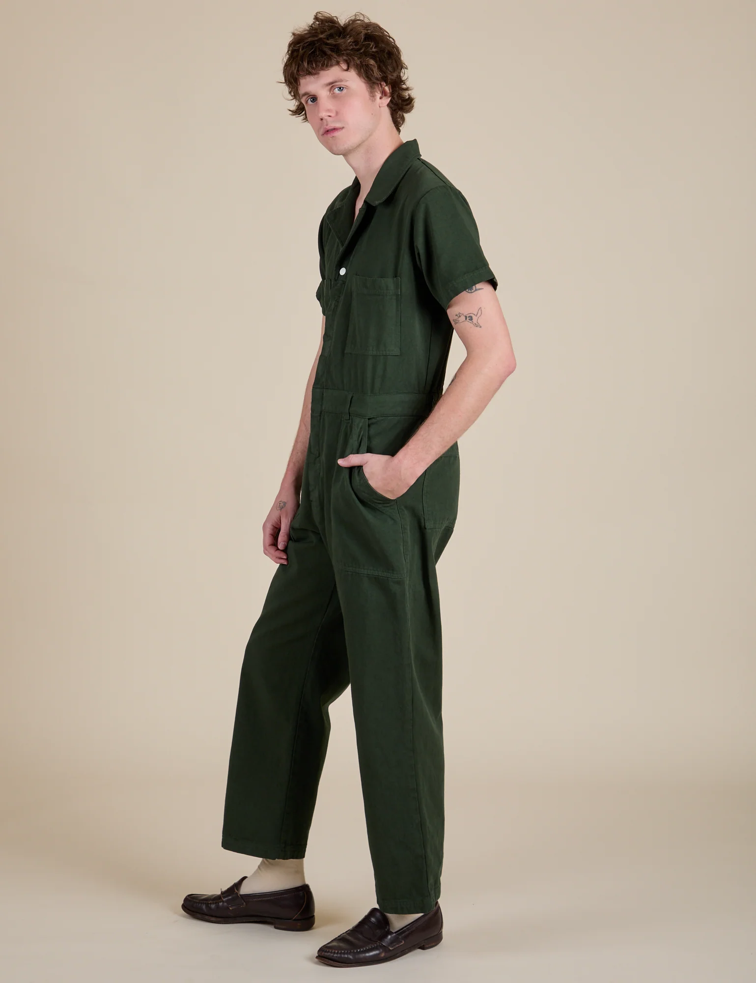Short Sleeve Jumpsuit - Swamp Green - Image 12