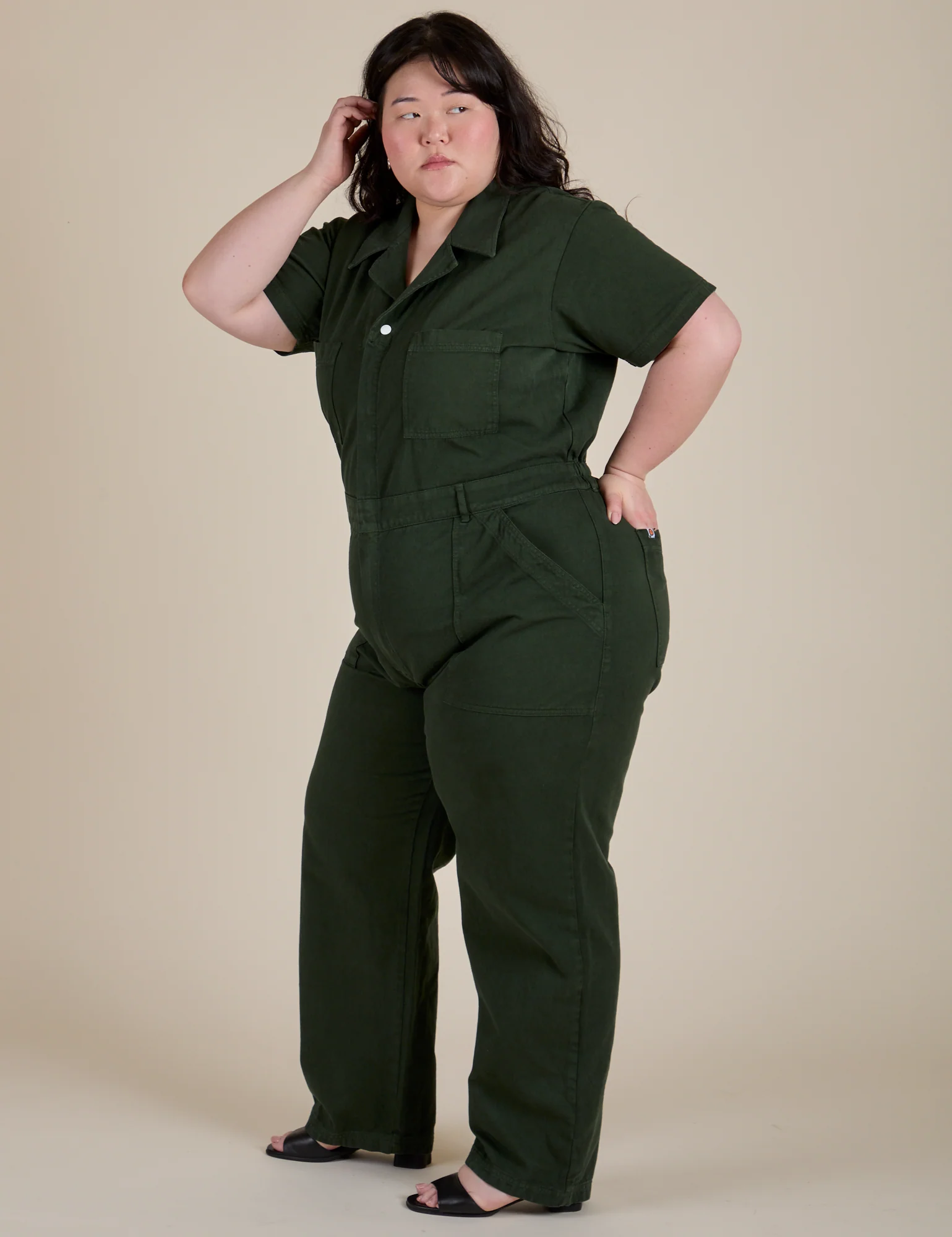 Short Sleeve Jumpsuit - Swamp Green - Image 4