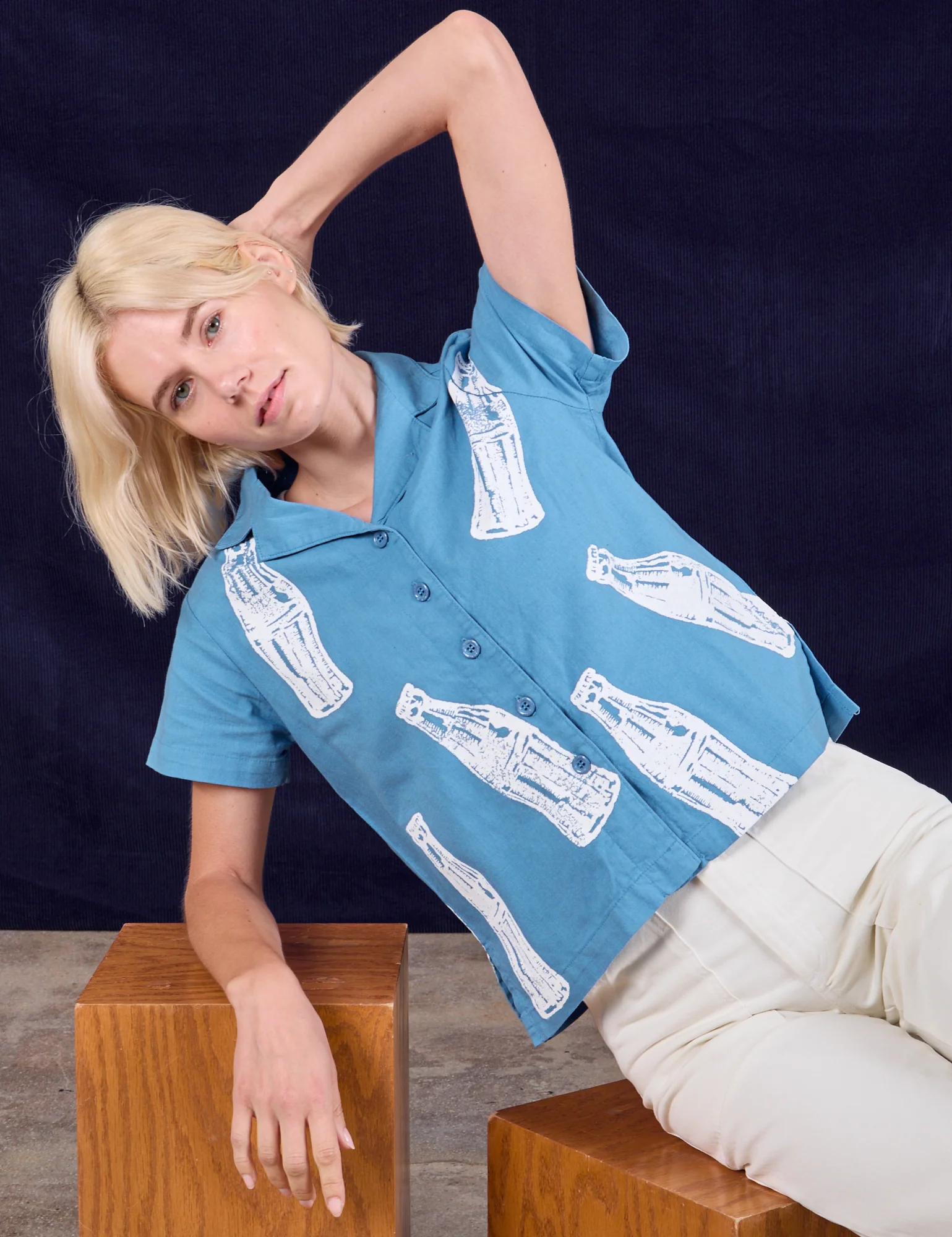 Soda Bottle Pantry Button-Up - Greek Blue *FINAL SALE* - Image 16