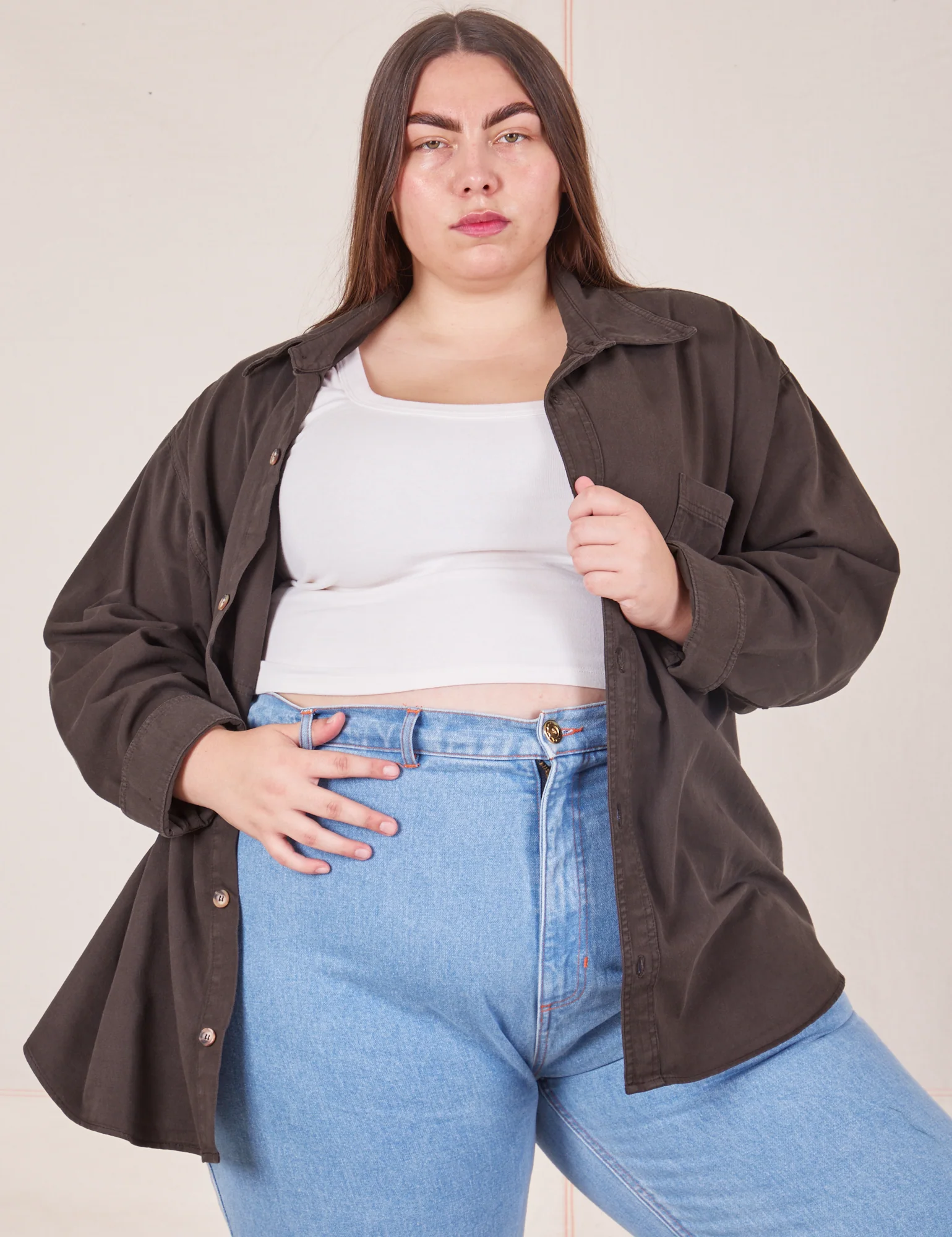 Twill Overshirt - Espresso Brown *FINAL SALE* - Image 21