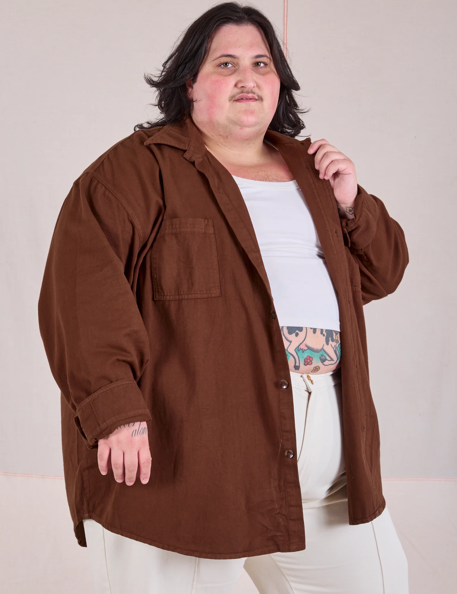 Twill Overshirt - Fudgesicle Brown *FINAL SALE* - Image 5