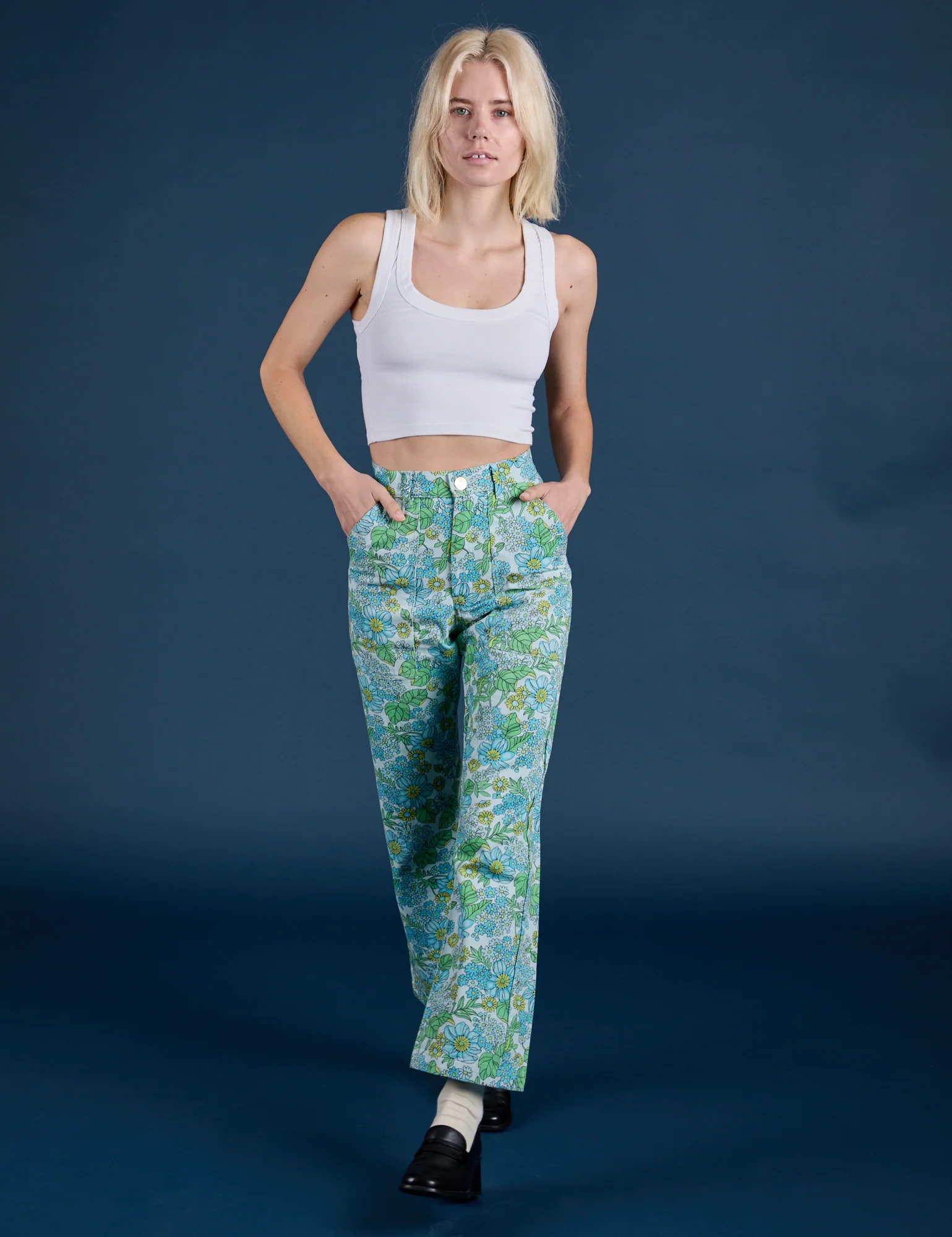Winter Floral Print Work Pants - Image 3