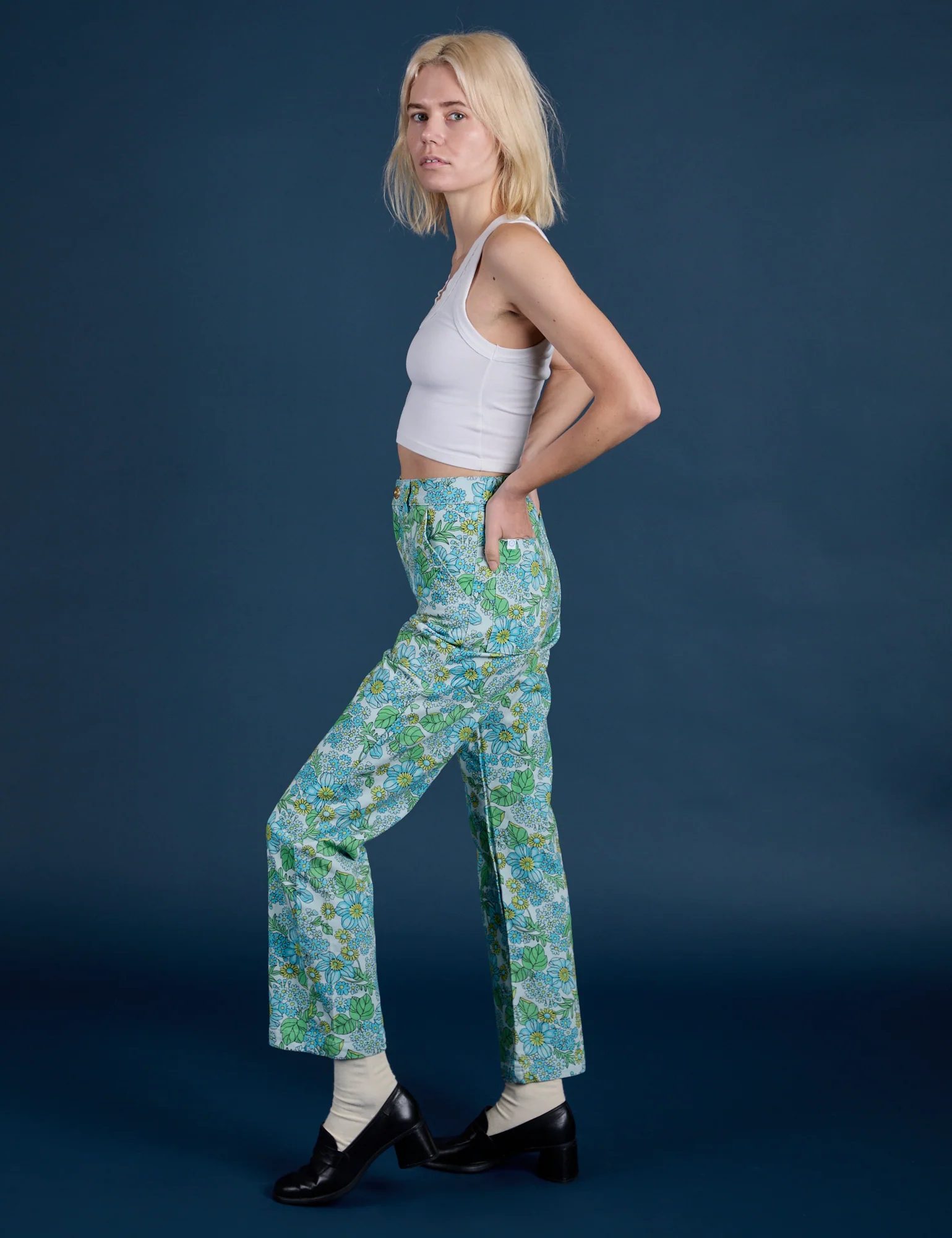 Winter Floral Print Work Pants - Image 5